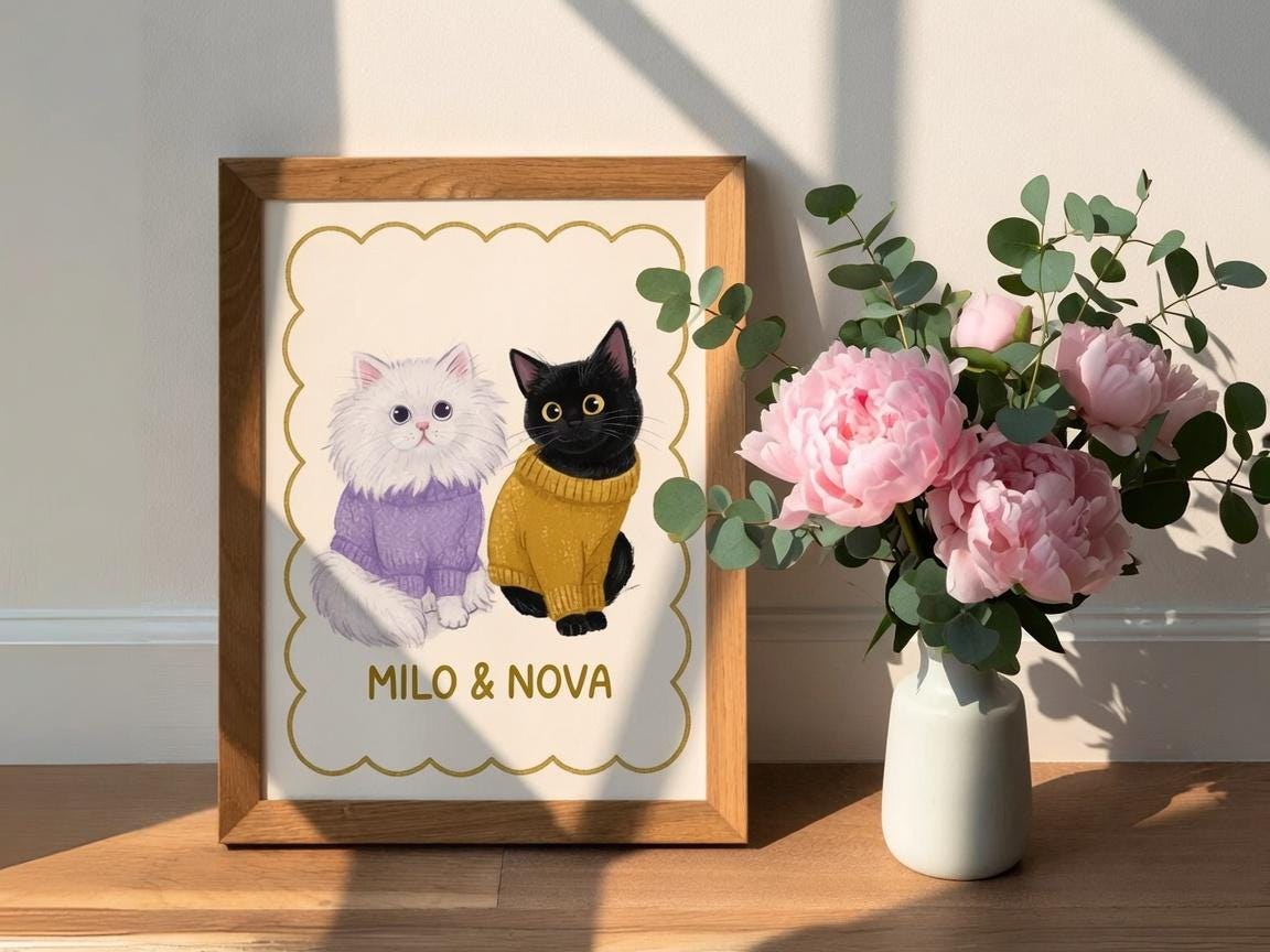 Custom Badly Drawn Pet Portrait, Funny Dog Cat Wall Art (Digital Download)
