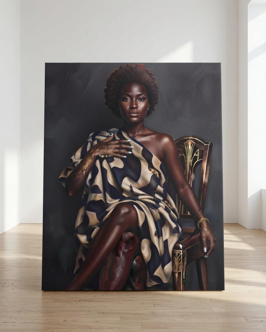 Afrocentric Woman Portrait Art, Abstract Black Woman Illustration, Modern Boho Minimalist Poster (Digital Download)