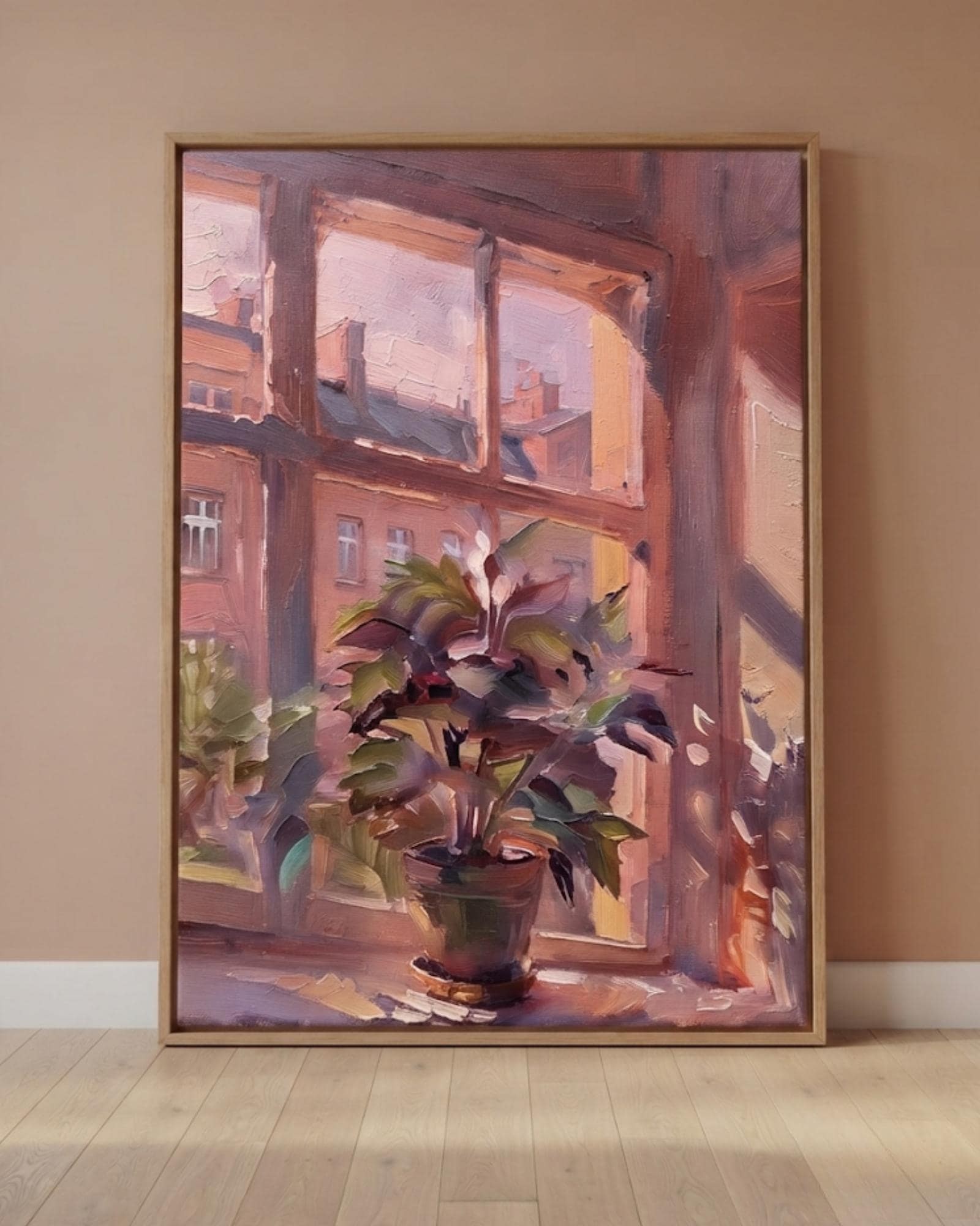 Abstract Window Light Painting, Neutral Interior Art, Minimalist Wall Decor (Digital Download)