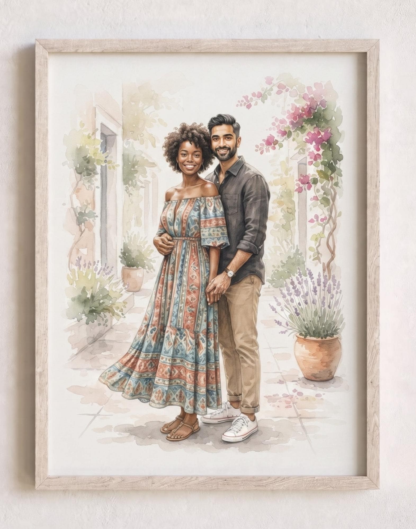 Custom Watercolor Couple Portrait, Personalized Photo Illustration, Hand Drawn Romantic Artwork, Wedding Anniversary Gift, Digital & Printed