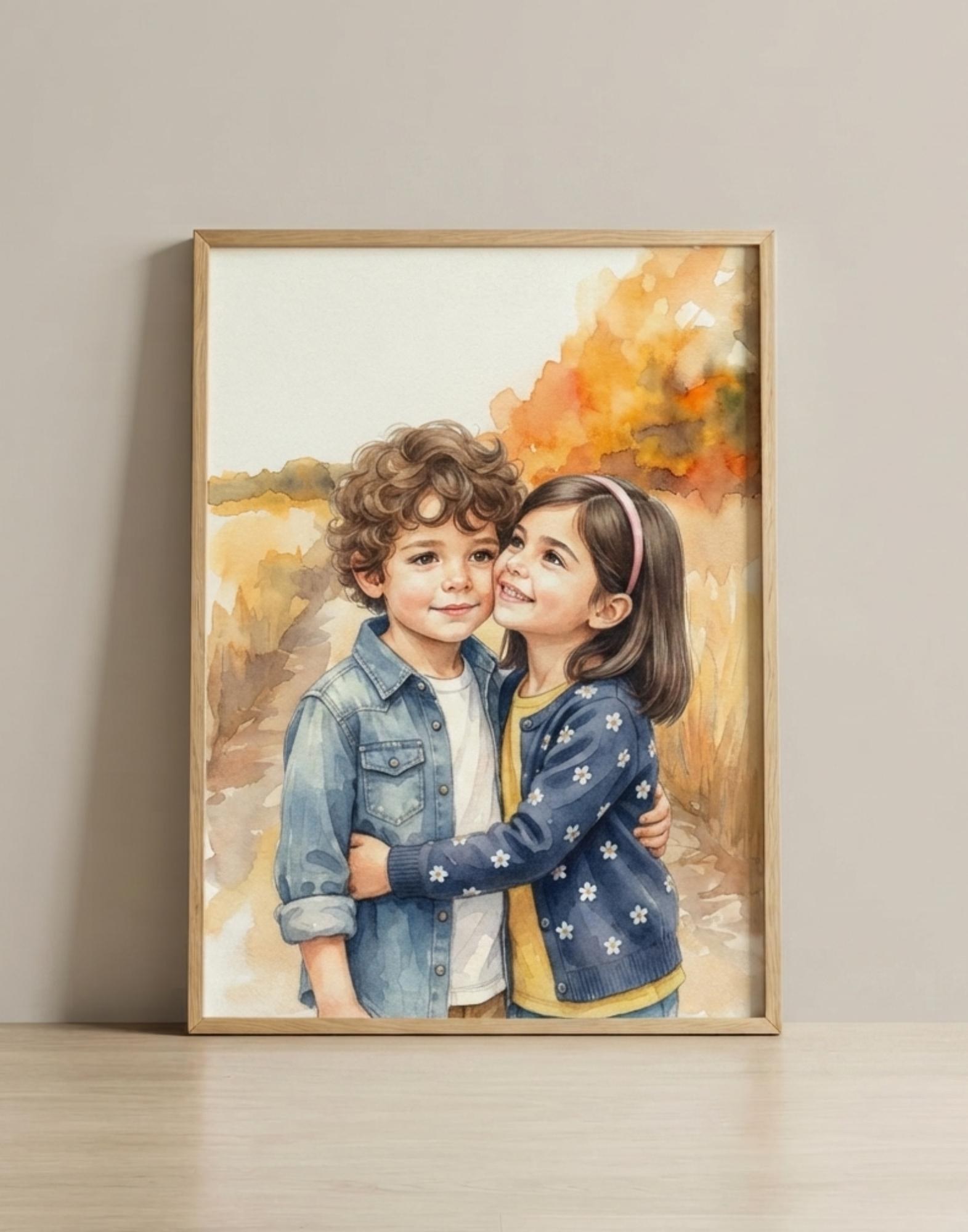 Custom Watercolor Portrait From Photo, Hand Painted Family Pet Artwork (Digital File Available)