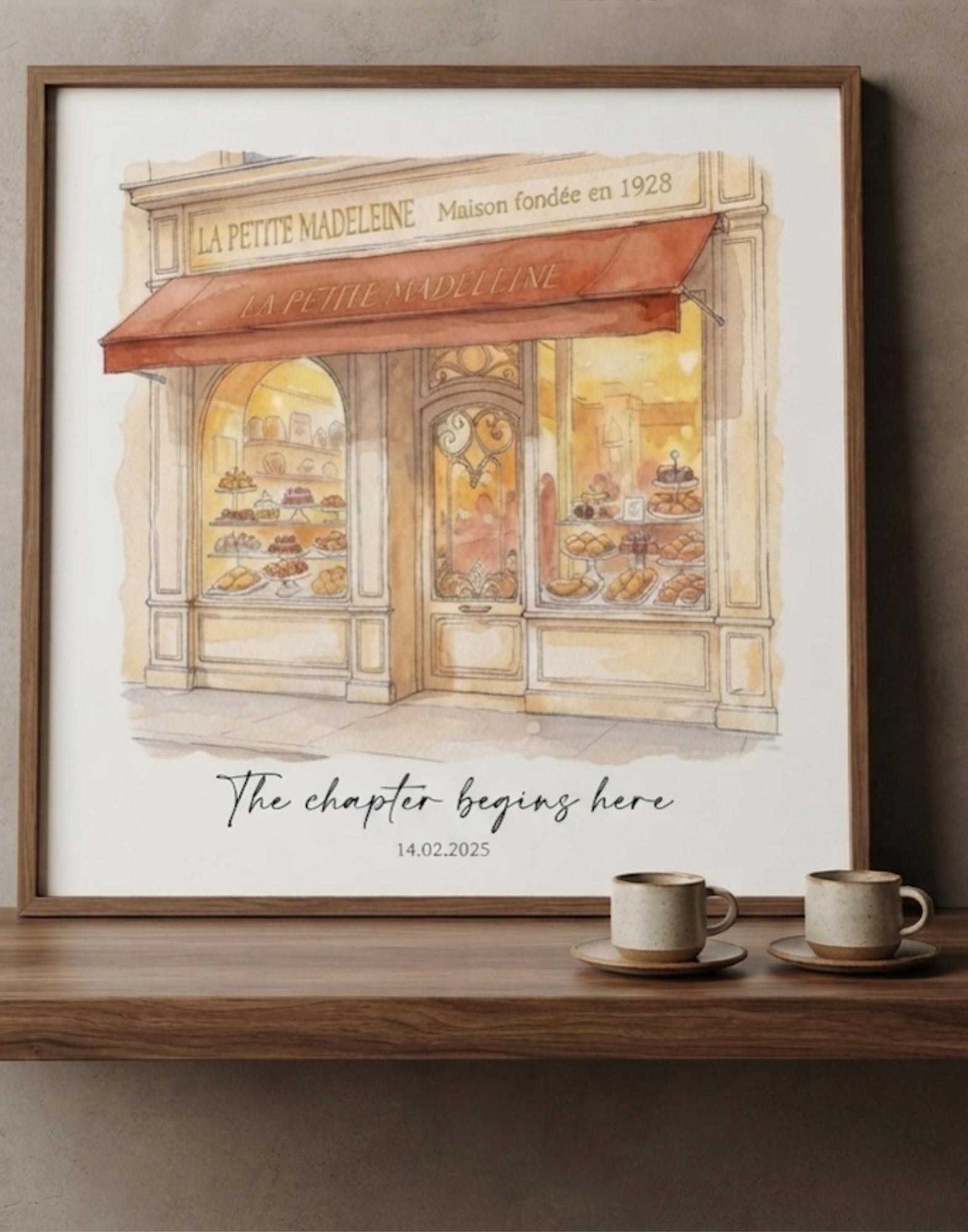 Custom First Date Location Portrait, Personalized Venue Watercolor, Romantic Map Illustration, Anniversary Memory Gift