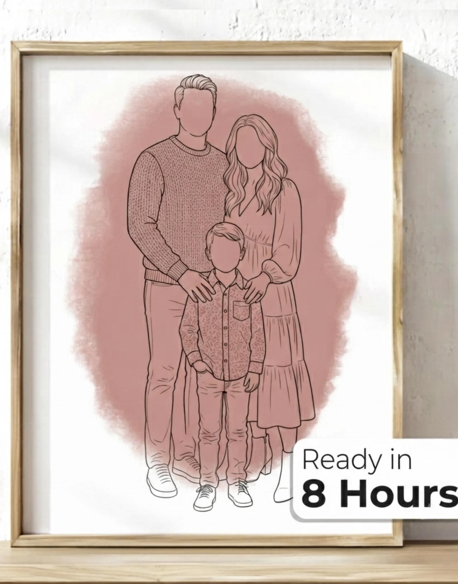 Custom One Line Portrait From Photo, Minimalist Face Drawing, Personalized Outline Artwork, Modern Family Keepsake, Digital & Printed Print