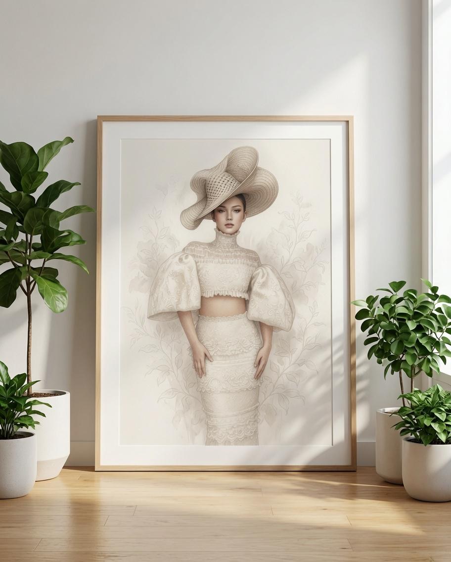 Filipina Feminist Portrait Art, Boho Empowering Woman, Modern Cultural Poster (Digital Download)