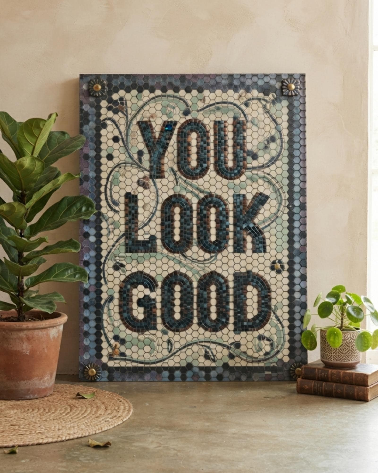 You Look Good Wall Art, Motivational Typography Print, Modern Bathroom Decor (Digital Download)