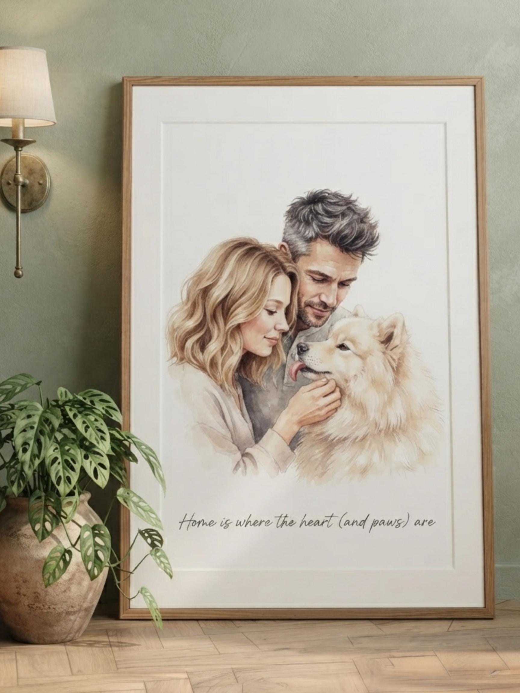 Custom Hand Painted Portrait From Photo, Personalized Couple Artwork, Watercolor Family Illustration, Anniversary Keepsake Gift