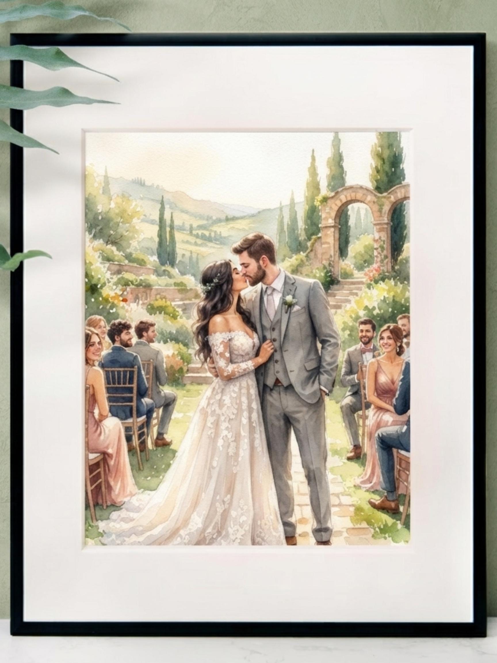Custom Couple Portrait, Hand Painted Watercolor Artwork, Anniversary Keepsake (Digital File Available)