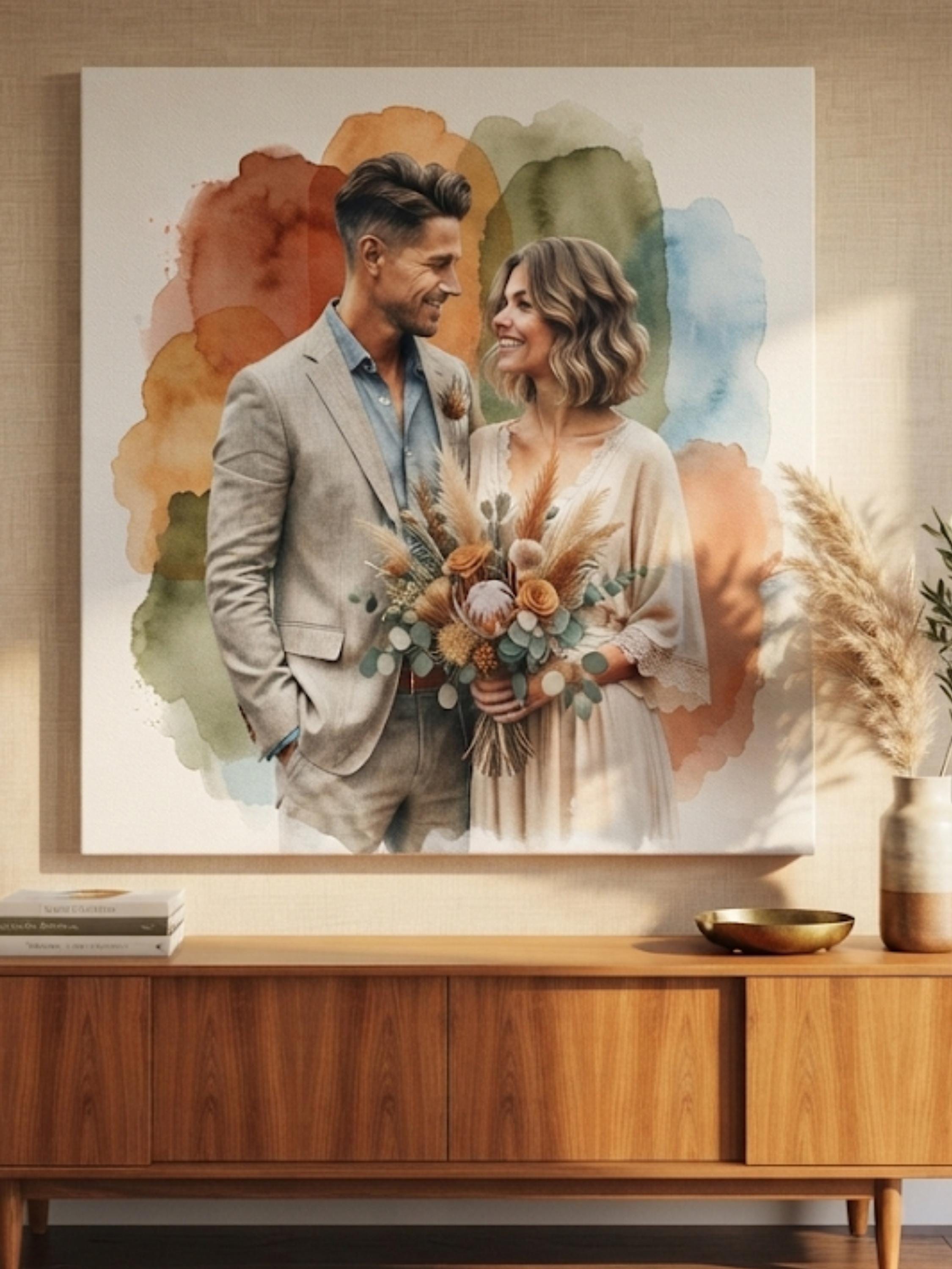 Custom Watercolor Portrait From Photo, Personalized Family Illustration, Hand Painted Couple Artwork, Anniversary Gift