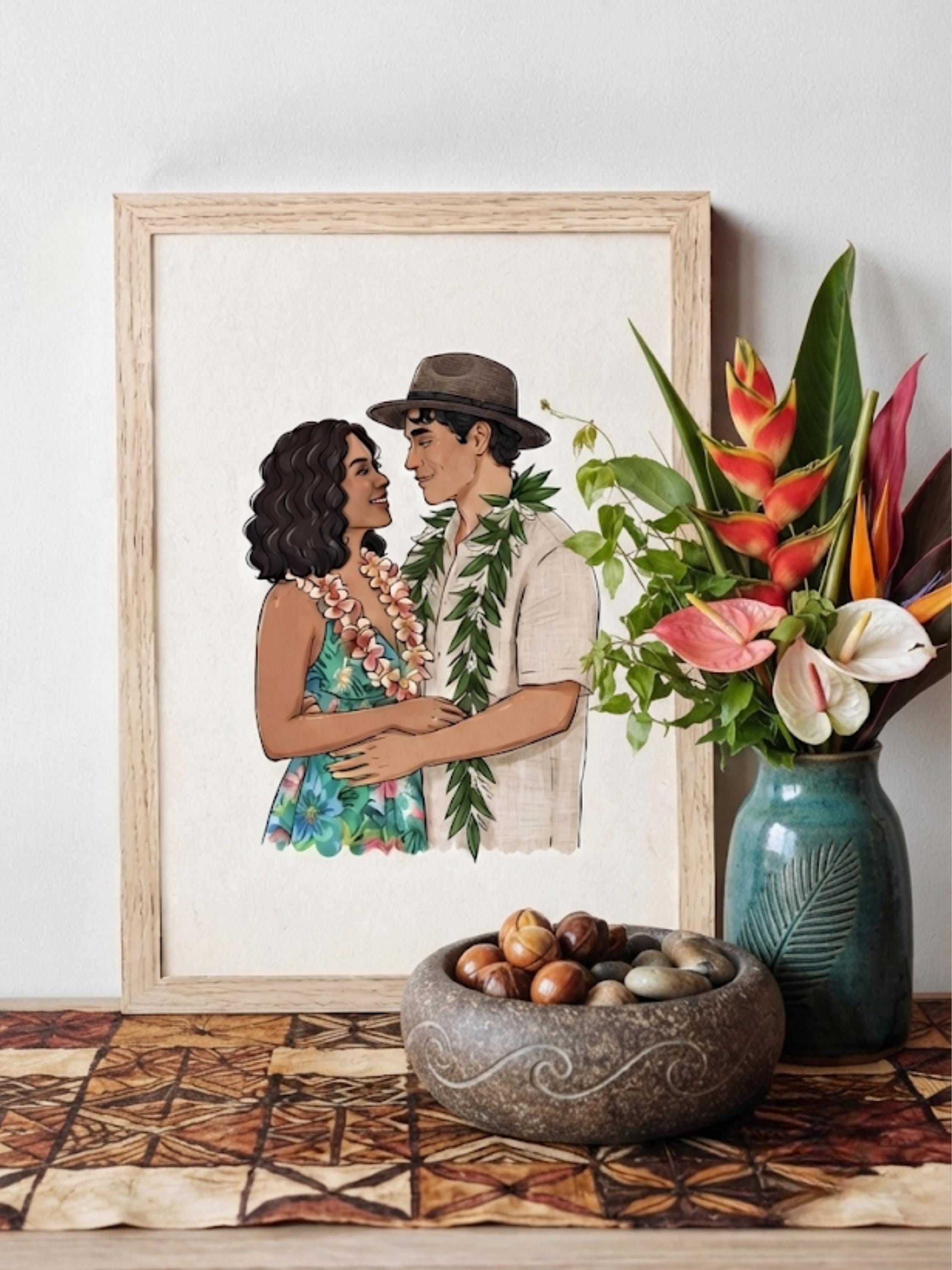 Custom Couple Portrait From Photo, Personalized Illustration, Hand Drawn Wedding Artwork, Anniversary Keepsake Gift, Digital & Printed Art