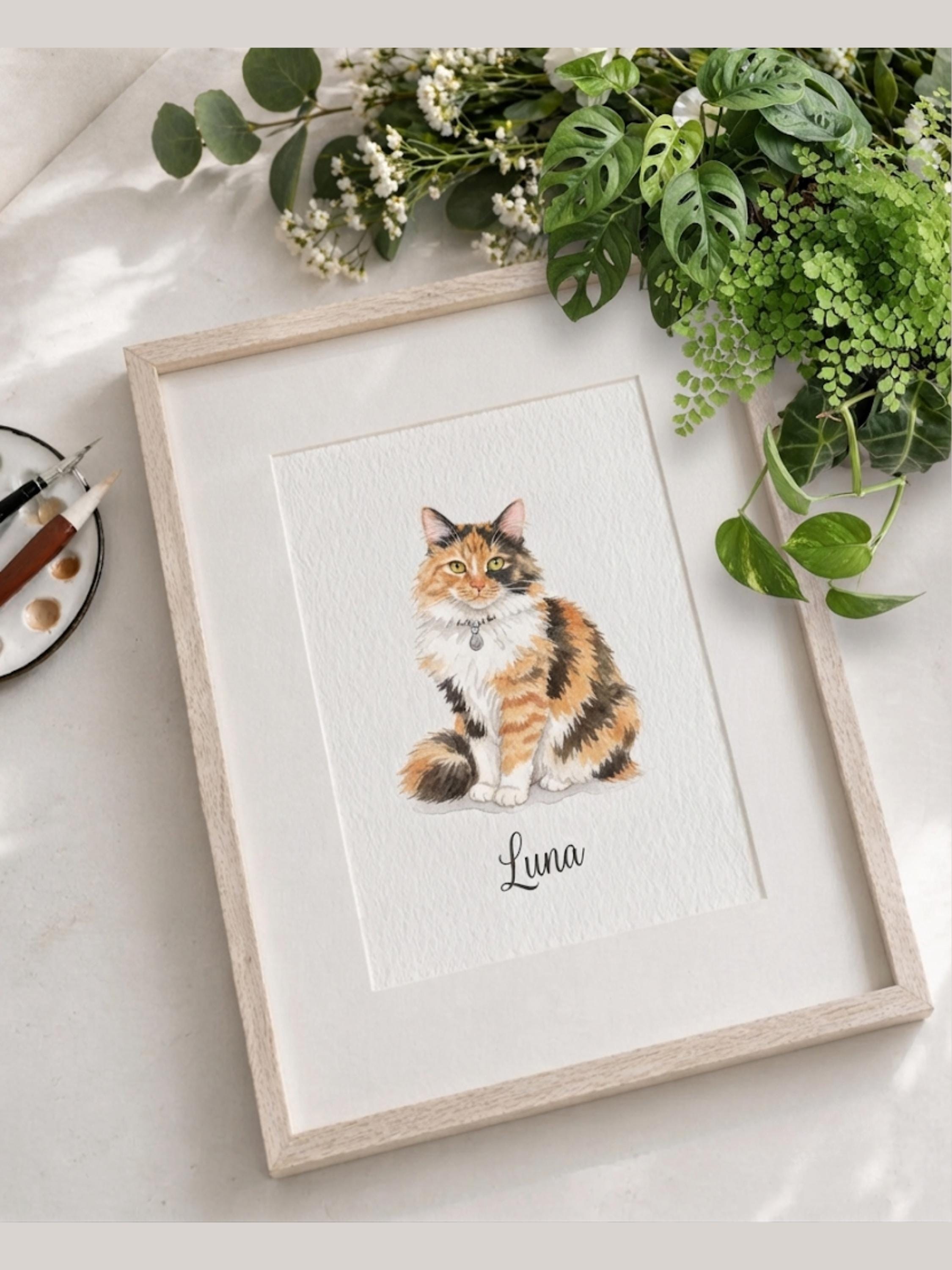 Custom Pet Portrait Watercolor Illustration, Hand Painted Animal Artwork (Digital File Available)