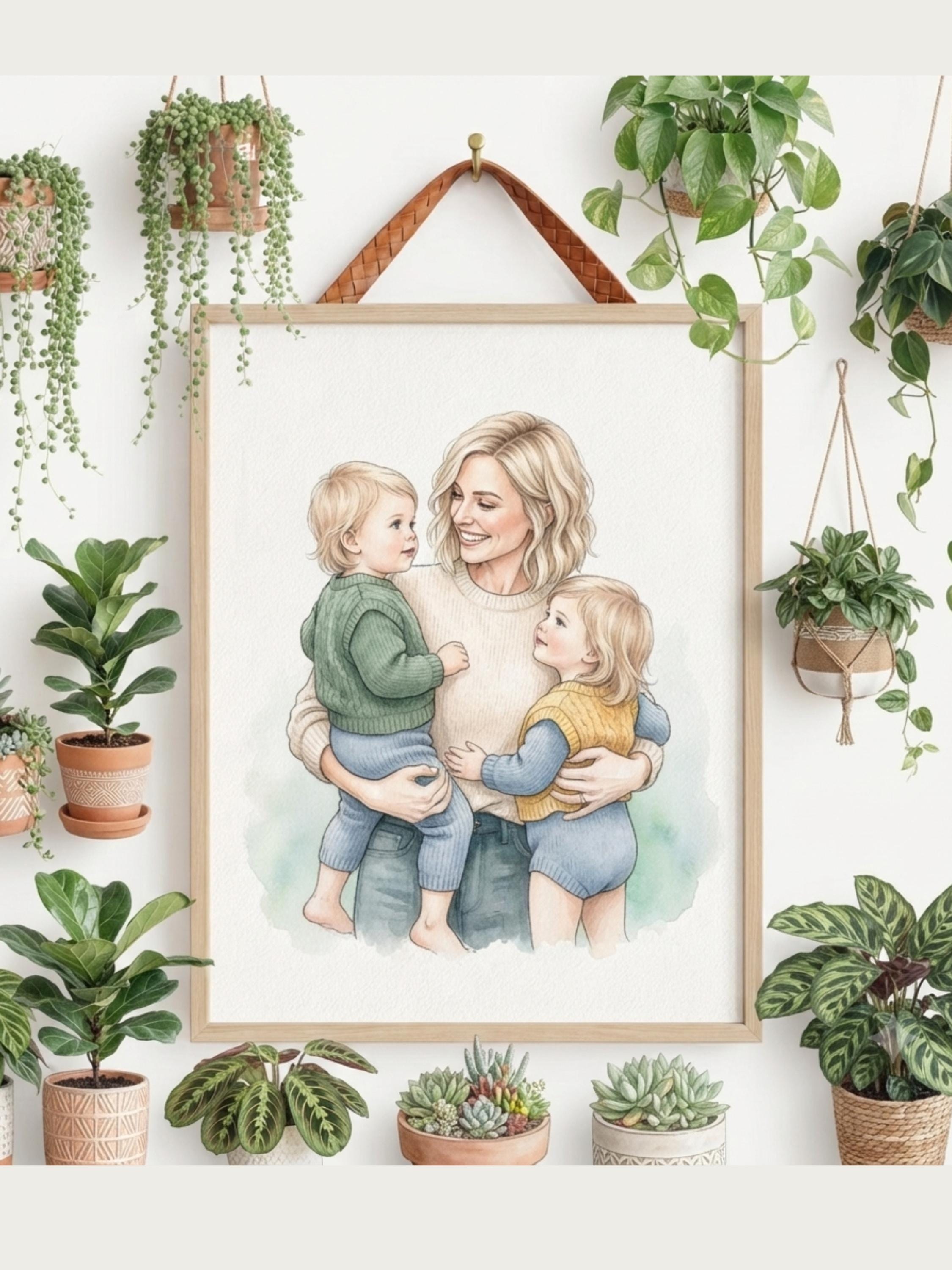 Custom Hand Drawn Painting From Photo, Personalized Family Portrait, Watercolor Couple Illustration, Anniversary Gift