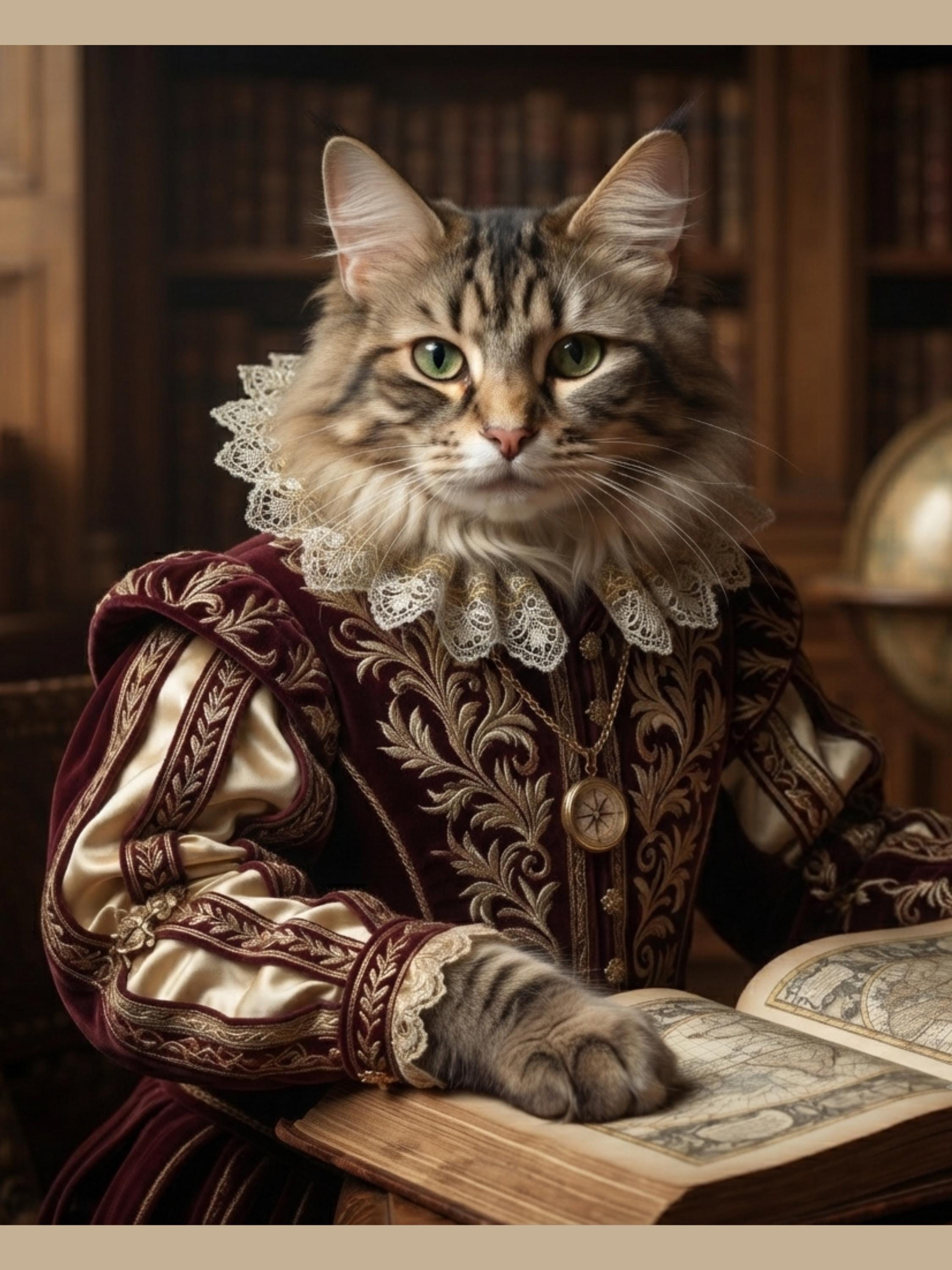 Custom Royal Cat Portrait, Renaissance Pet Artwork, Personalized Noble Kitty Illustration (Digital File Available)
