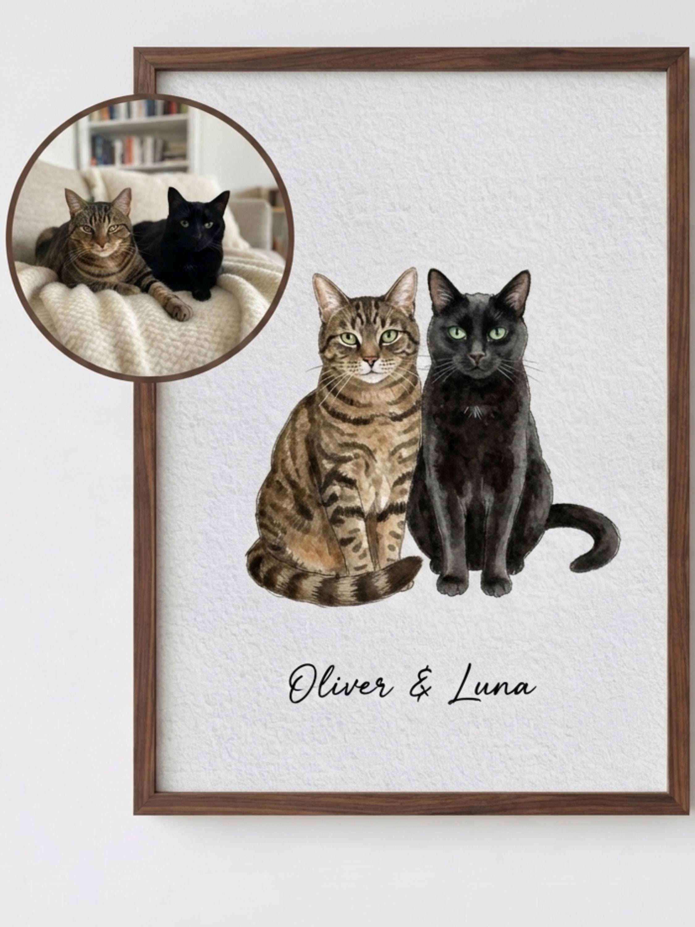 Custom Watercolor Pet Portrait, Hand Painted Animal Artwork, Personalized Dog Cat Illustration (Digital File)