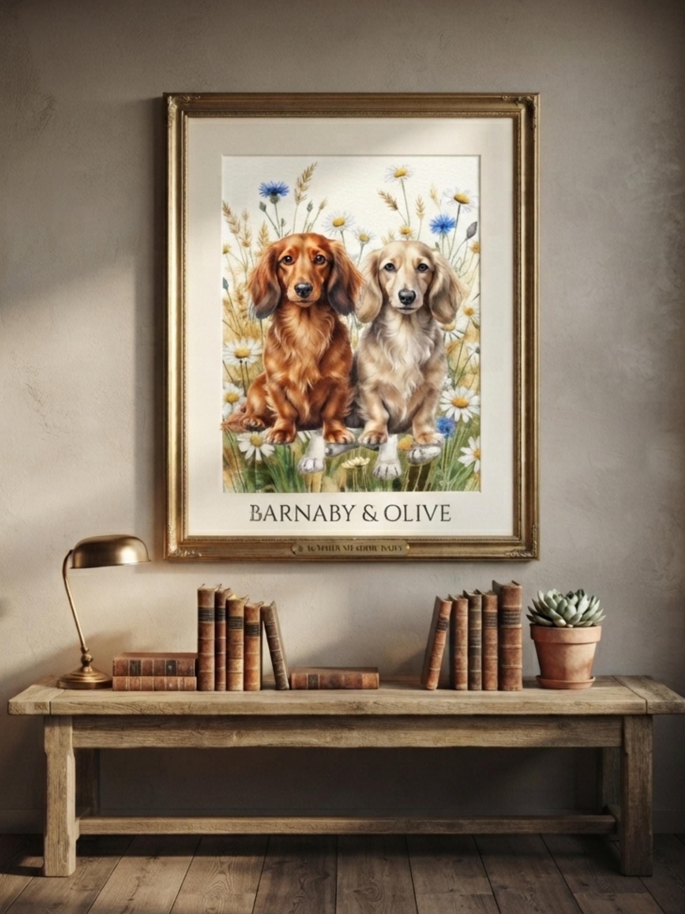 Custom Watercolor Pet Portrait From Photo, Personalized Dog Illustration, Hand Painted Animal Artwork, Floral Memorial, Digital & Printed