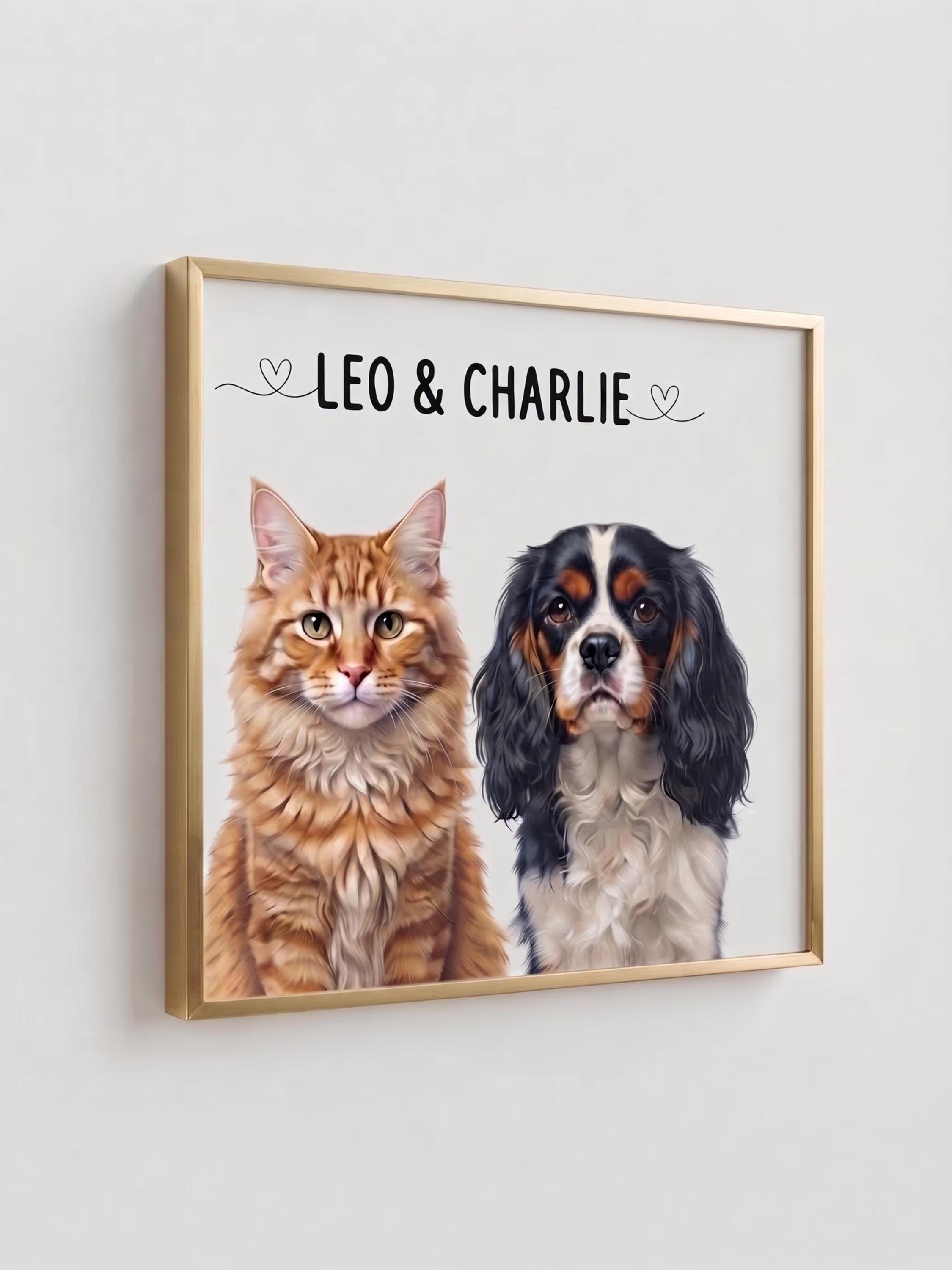 Custom Multiple Pet Portrait From Photo, Personalized Dog Cat Illustration, Hand Drawn Animal Artwork, Pet Gift, Digital & Printed Art