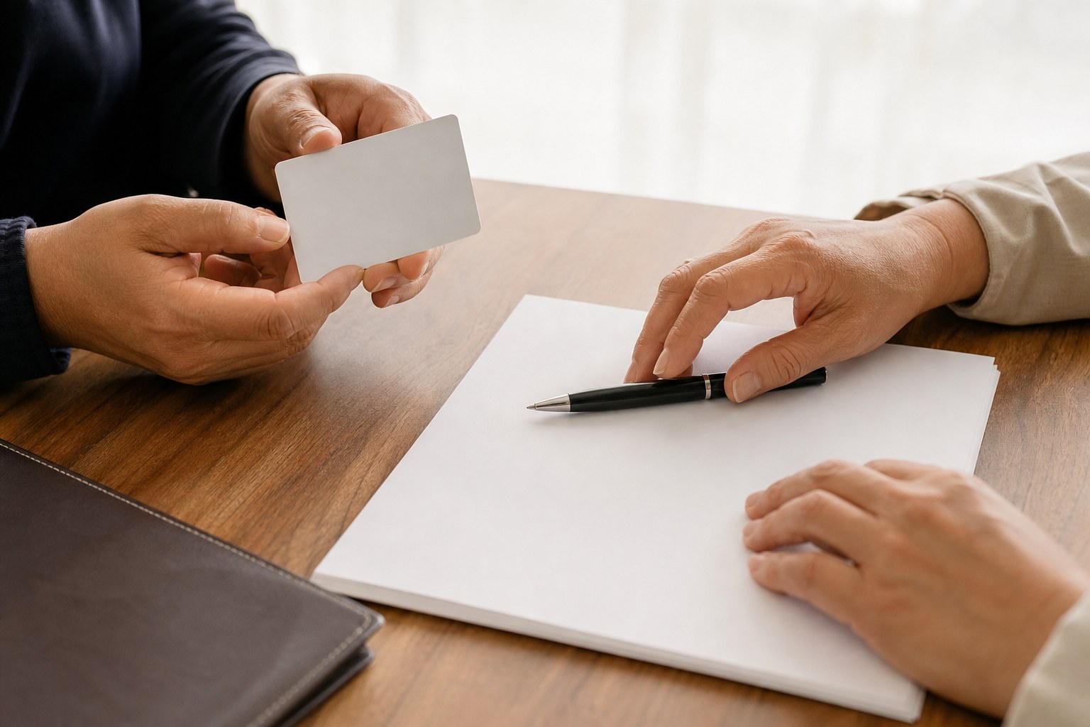 Signer presenting identification during a notary appointment