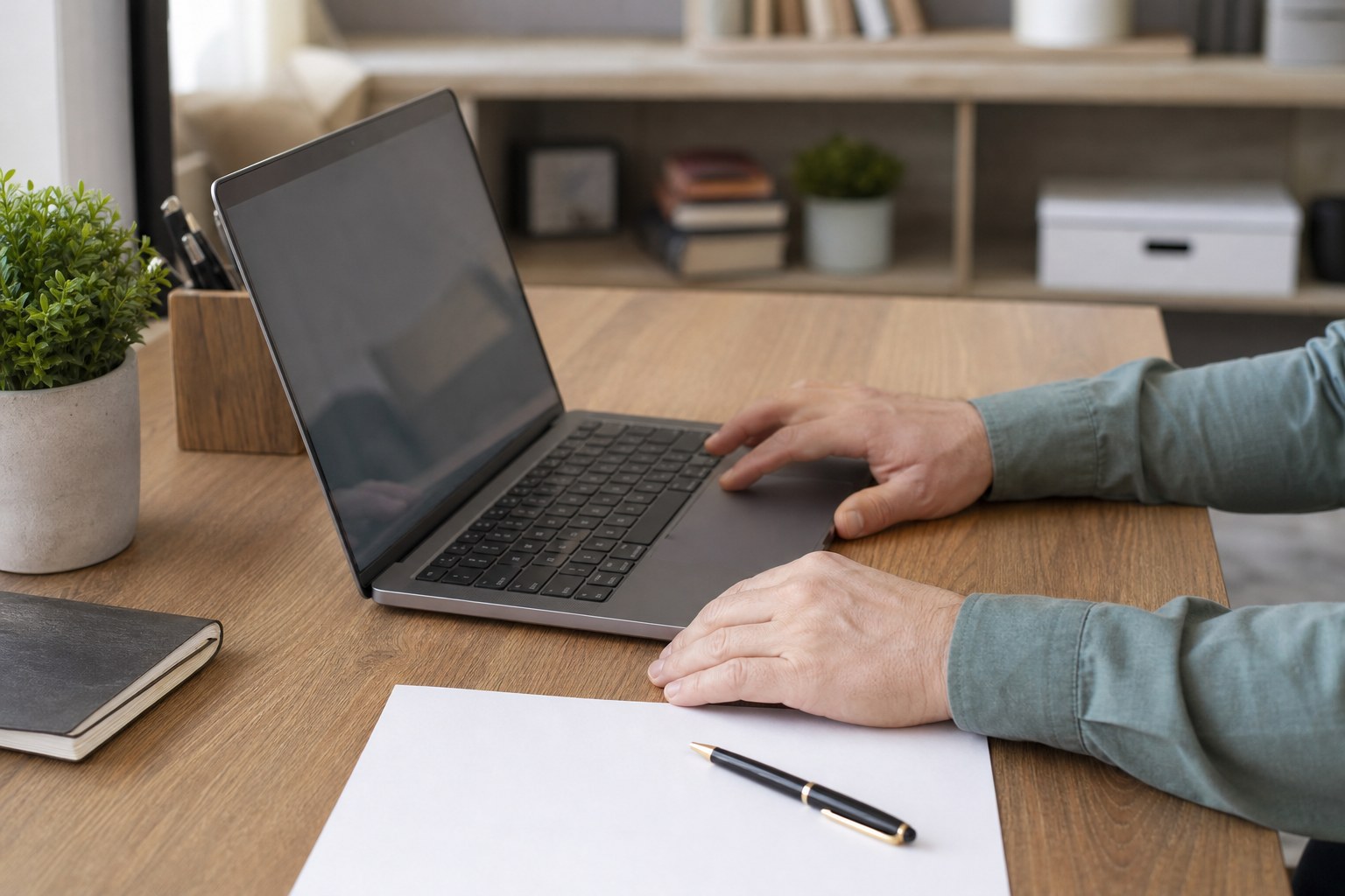 Person reviewing document instructions before a notary appointment