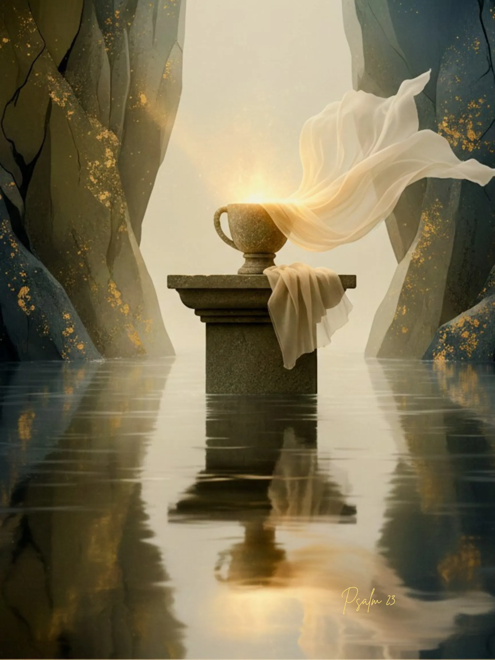 Psalm 23 — My Cup Runneth Over | Christian Luxury Wall Art Print
