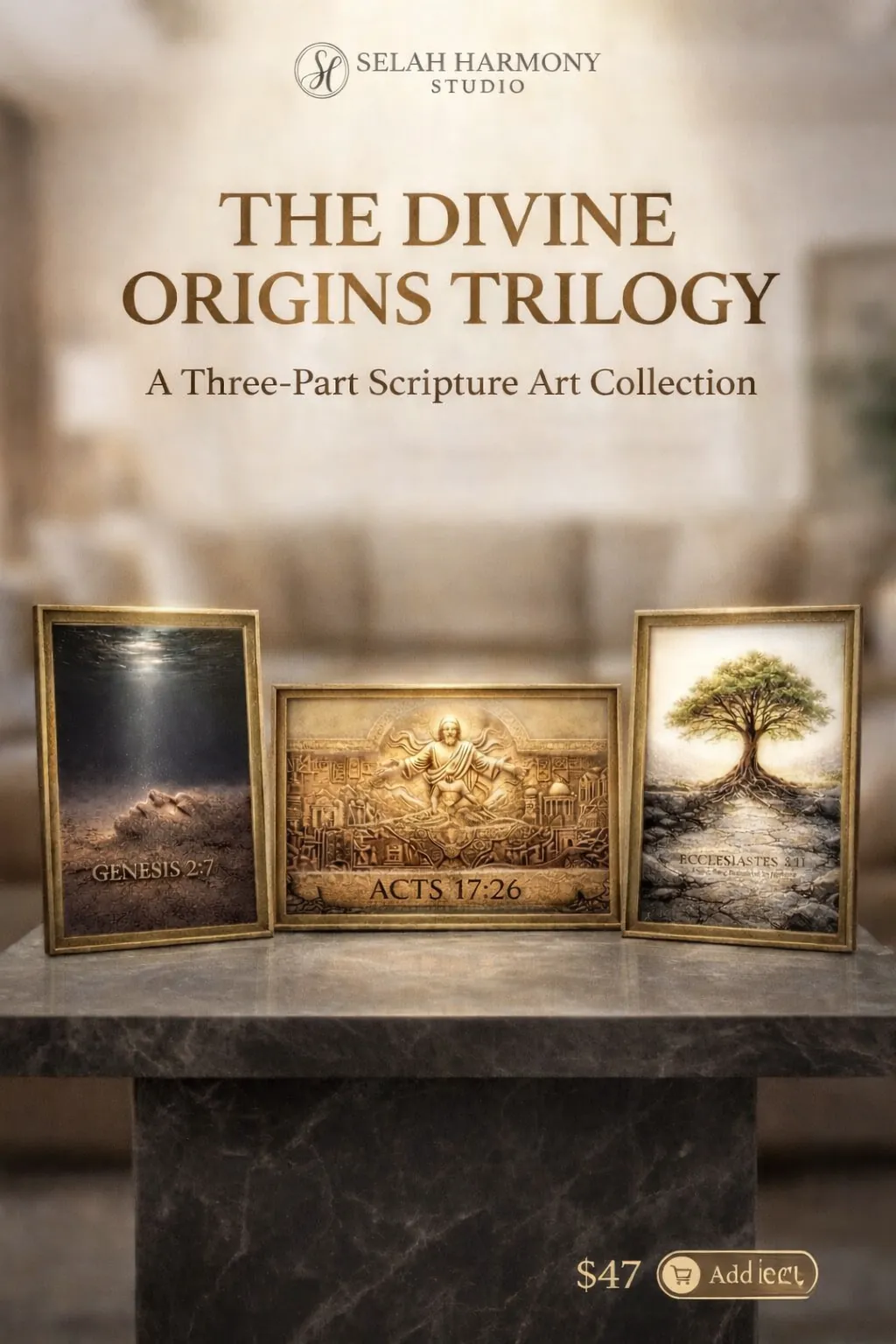 The Divine Origins Trilogy scripture art collection