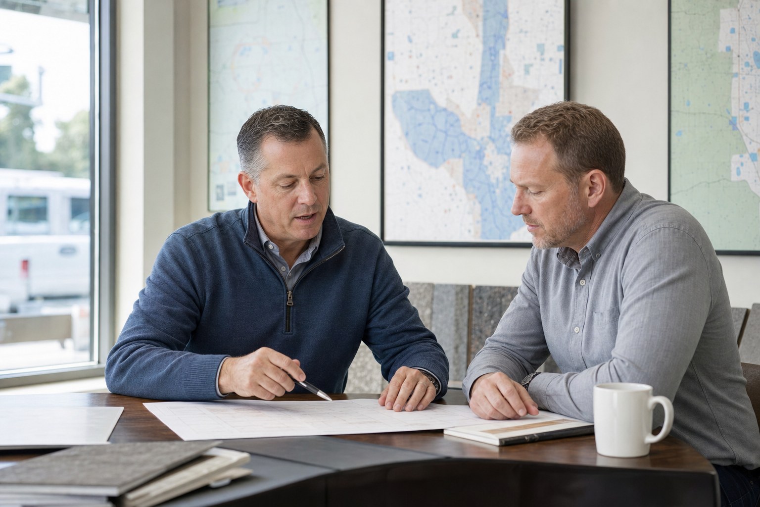Two franchise leaders reviewing a growth plan together