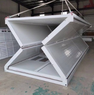 Foldable modular housing component prepared for assembly
