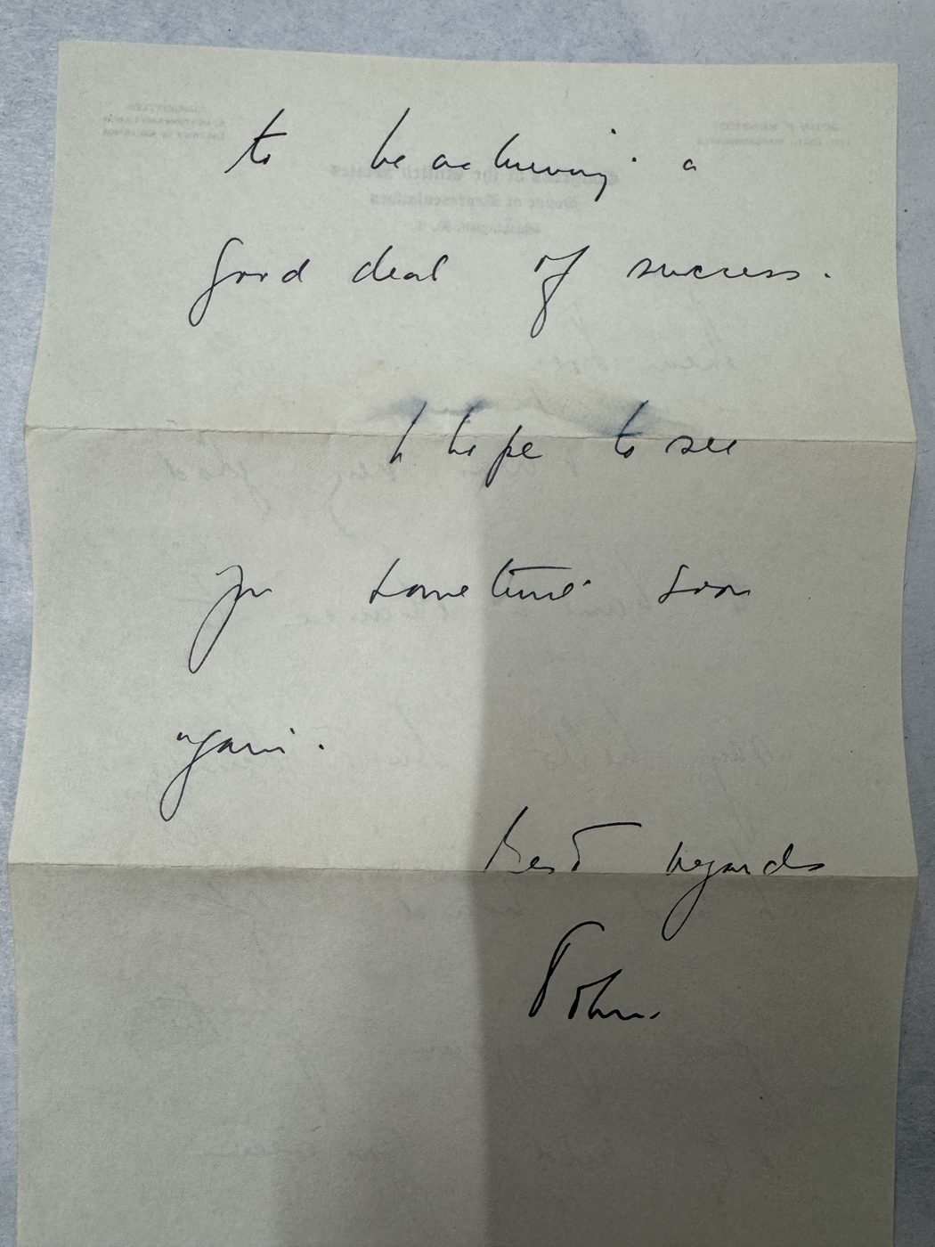 Handwritten signed correspondence from the Grillo collection
