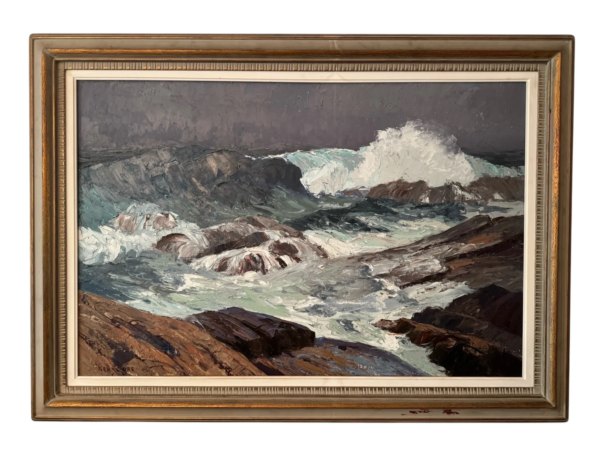 Framed seascape painting previewed for the September estate auction