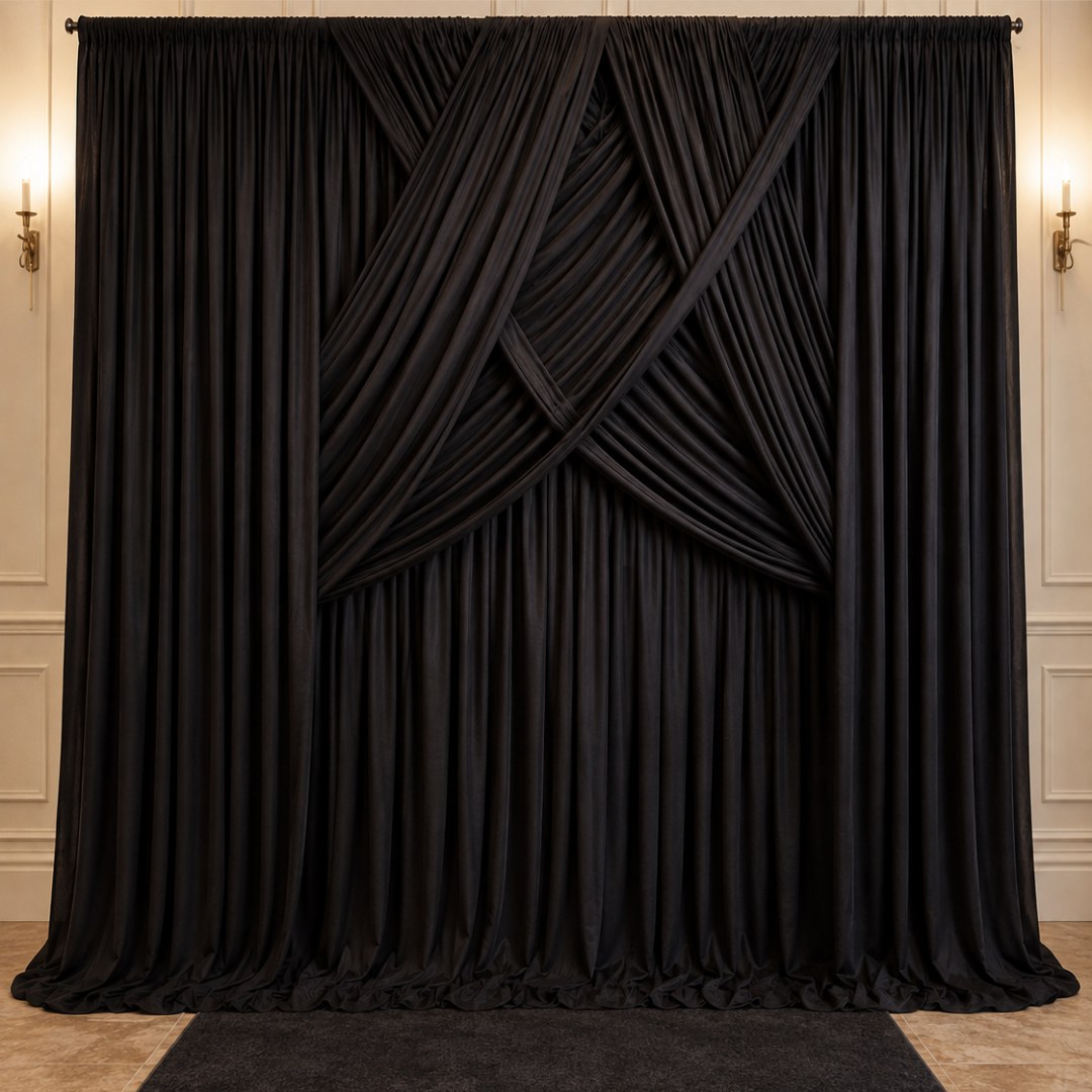 Black Dramatic Drapery backdrop available from The Pose Garden