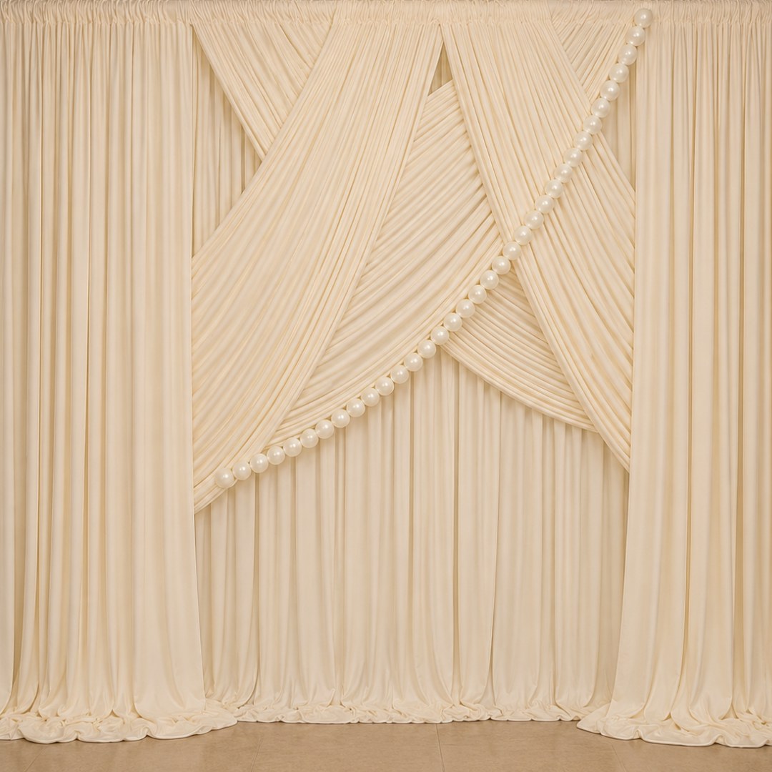 Cream Dramatic Drapery backdrop available from The Pose Garden