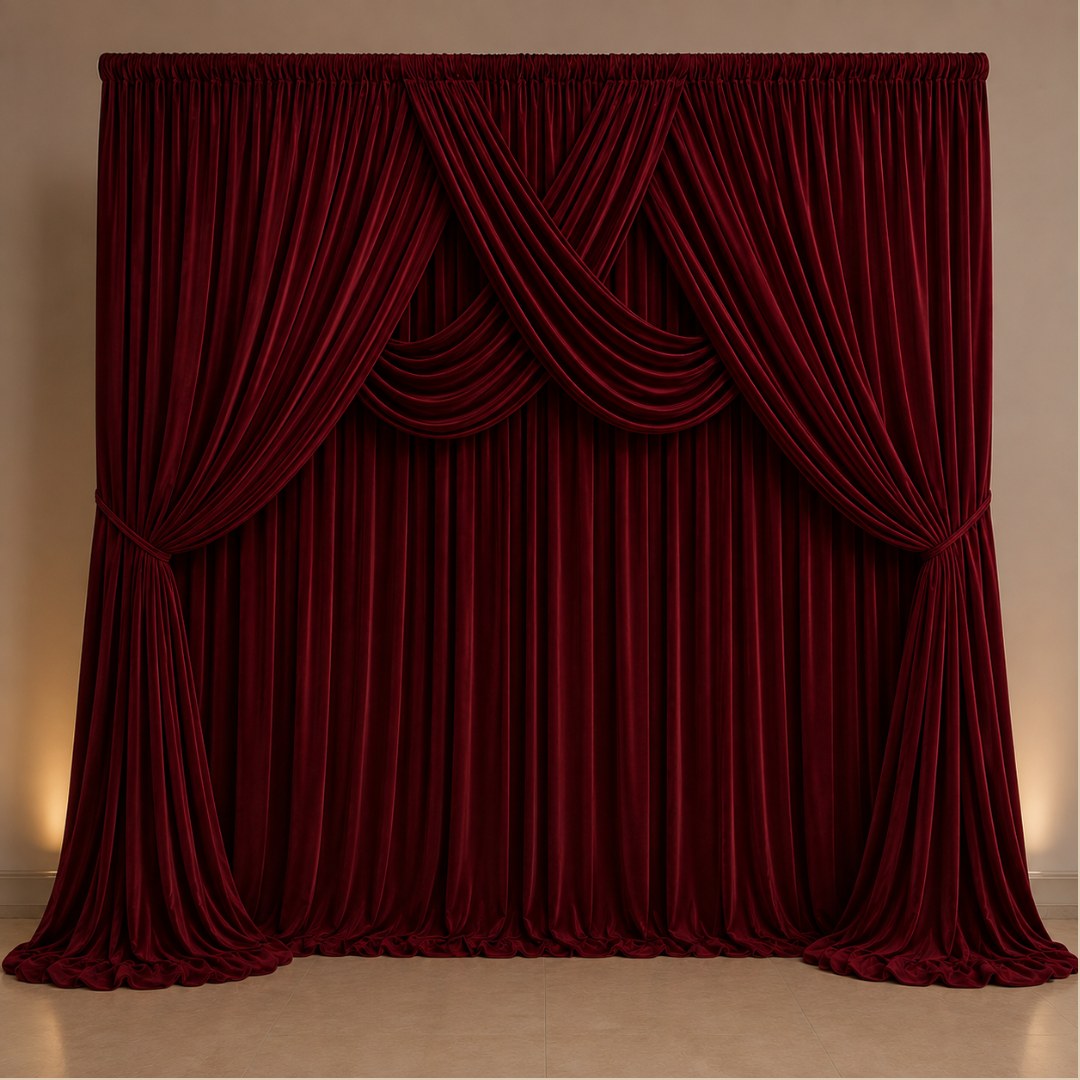 Crimson Dramatic Drapery backdrop available from The Pose Garden