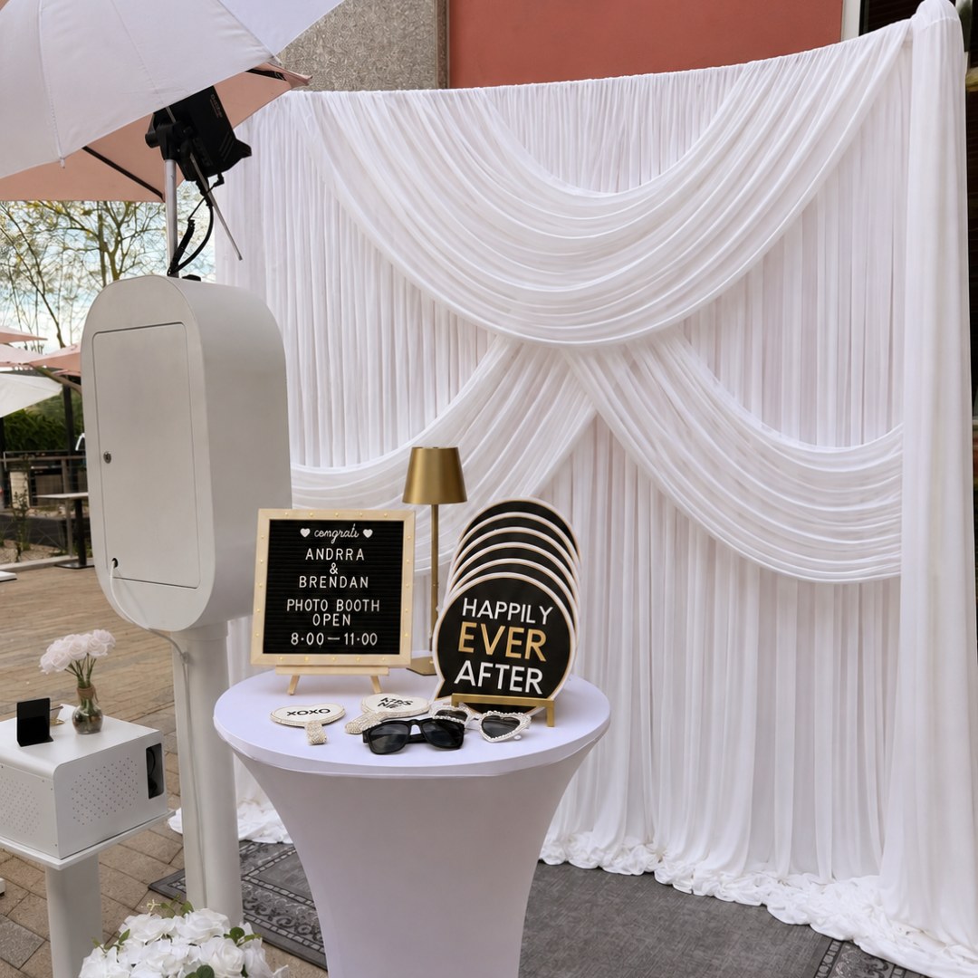 White Dramatic Drapery backdrop available from The Pose Garden