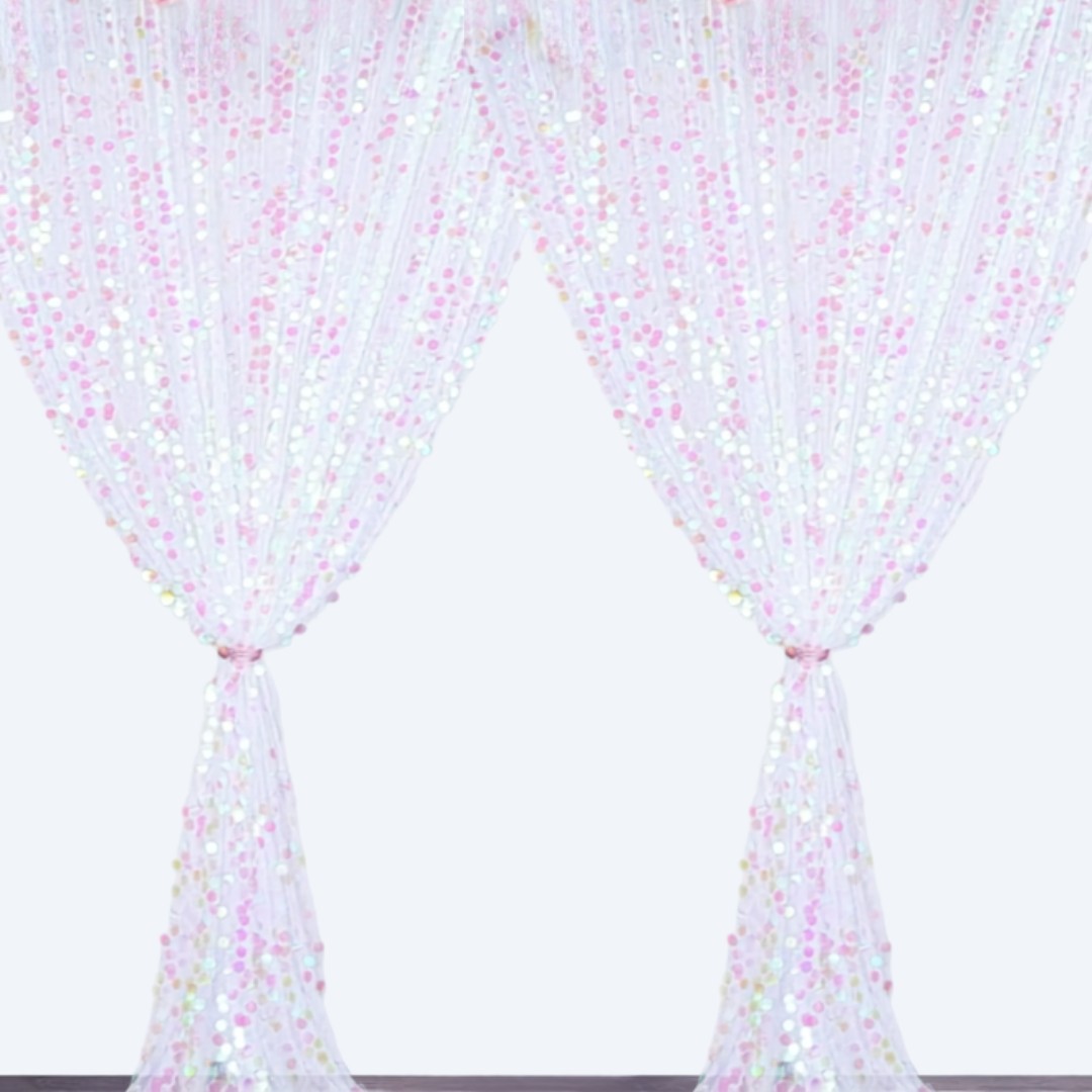 Iridescent sequin drapes available from The Pose Garden