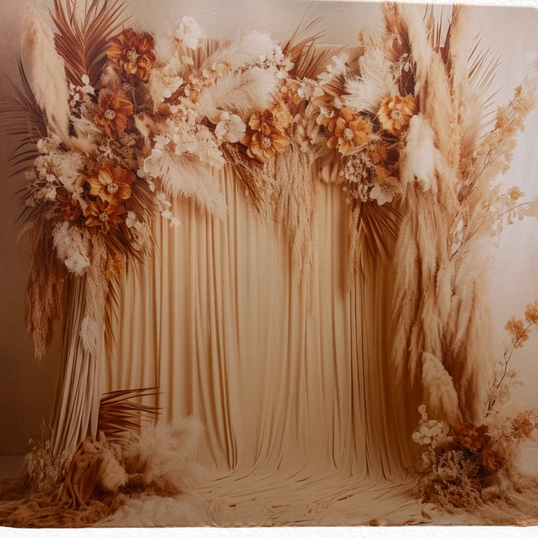 Boho Pampas Grass backdrop available from The Pose Garden