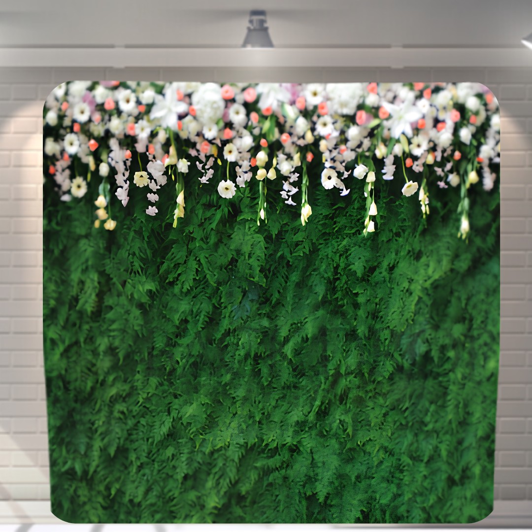 Ferns and flowers tension fabric backdrop available from The Pose Garden