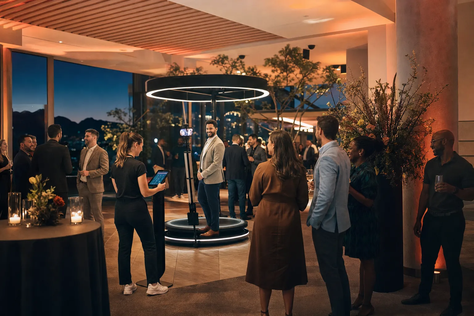 Corporate guests at a 360 Video Booth activation