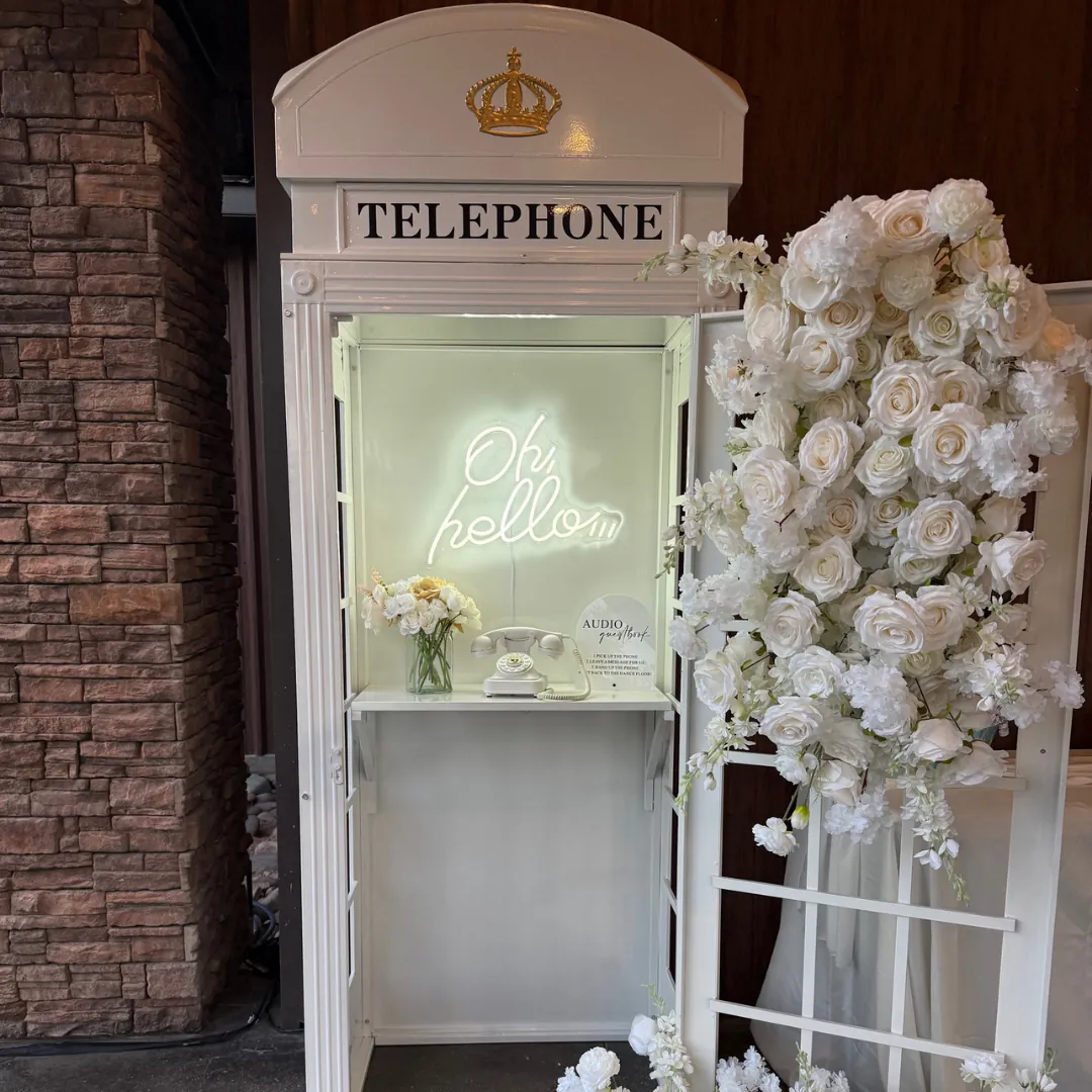 Vintage telephone booth audio guestbook