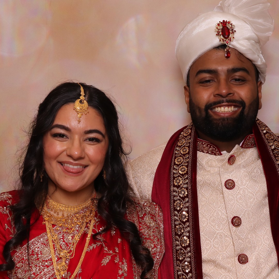 Couple in traditional wedding attire