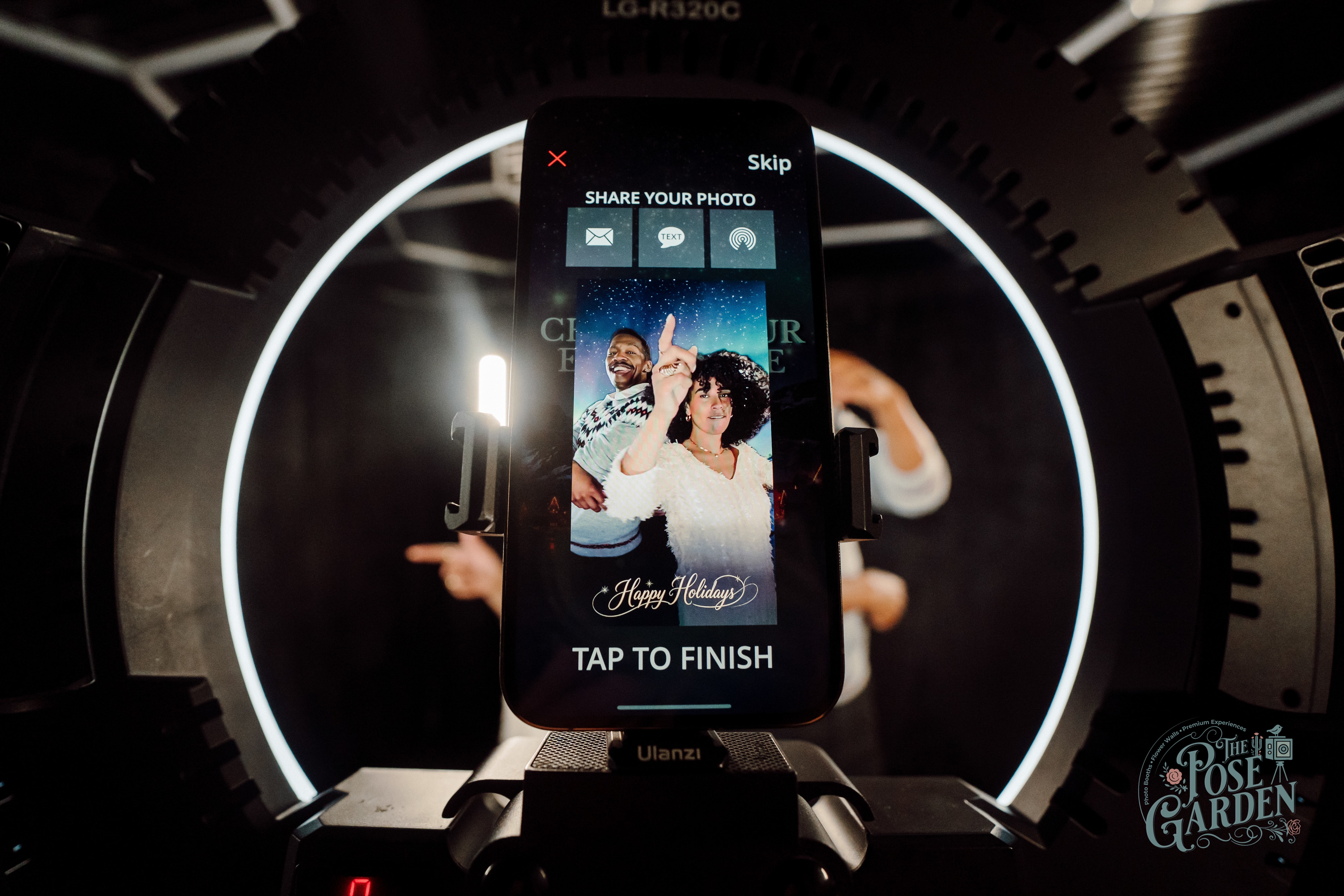 Holiday sharing screen at The Wildflower 360 Video Booth
