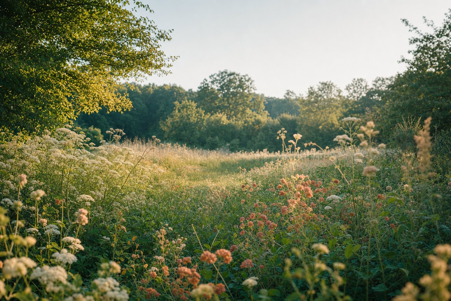Wildflower meadow in soft morning light