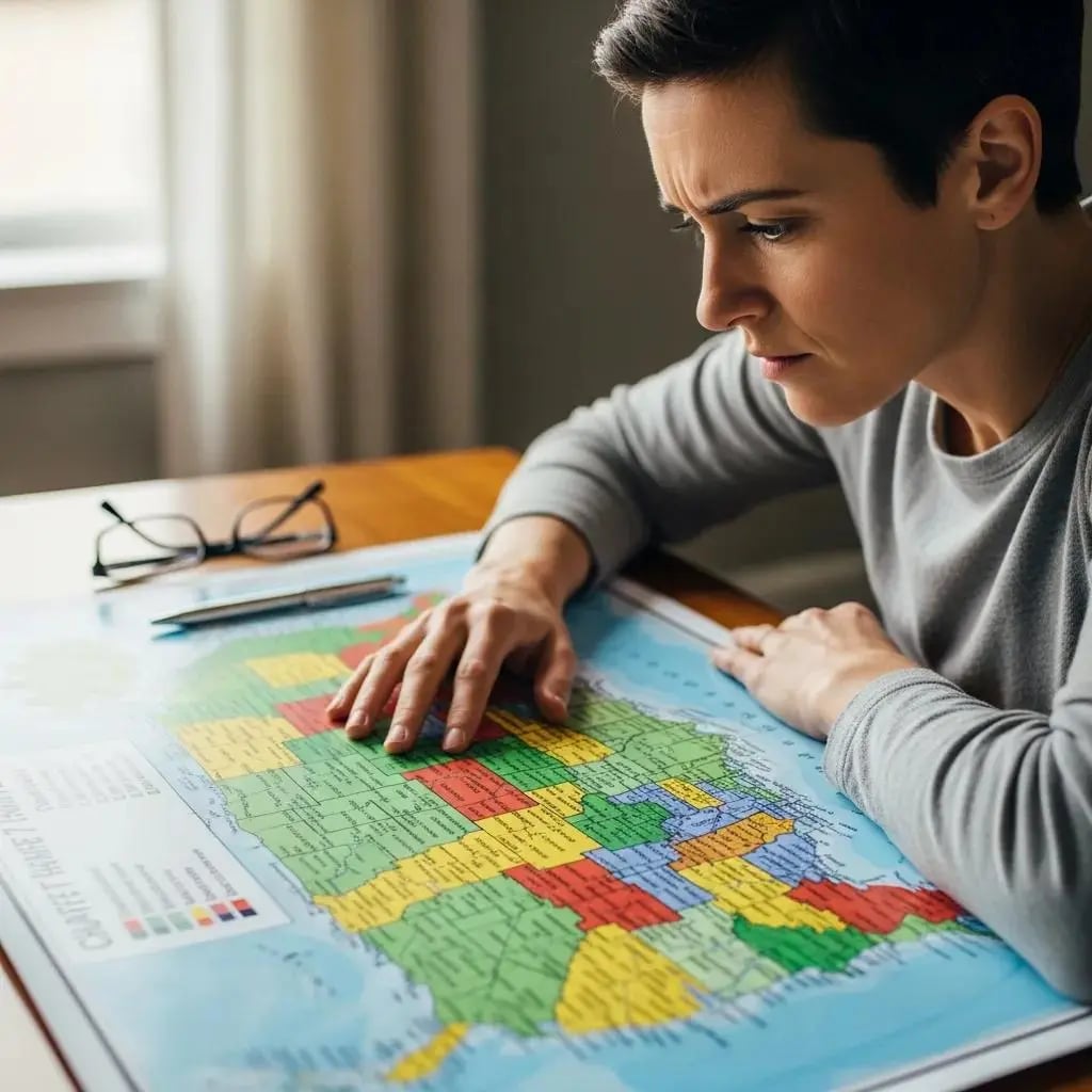 Person reviewing household income information and official paperwork