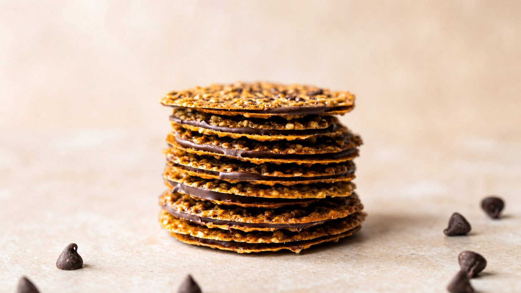 A chocolate oat cookie with a crisp, chewy texture