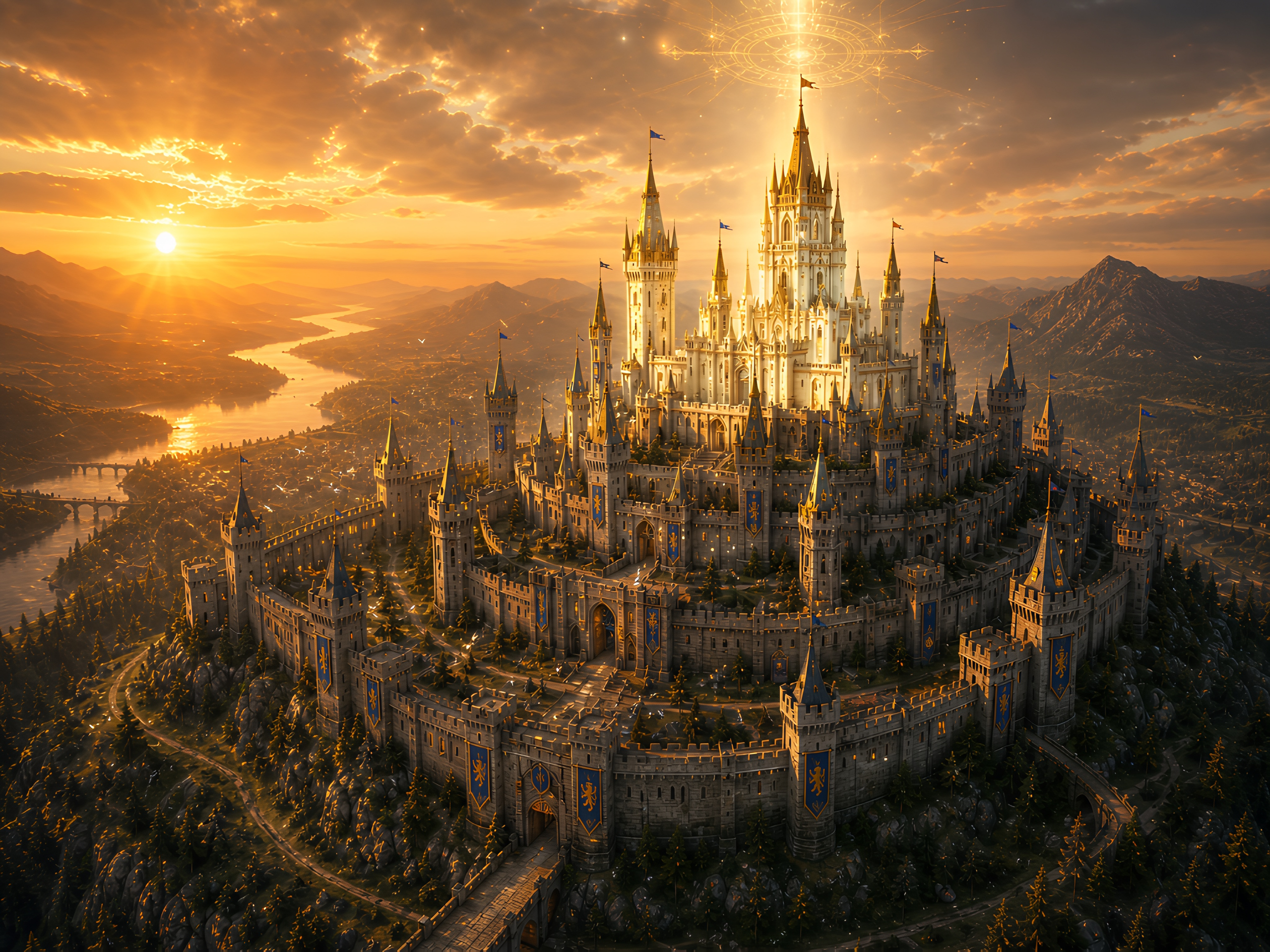 Illustrated castle beyond the Pantheon Legends gate