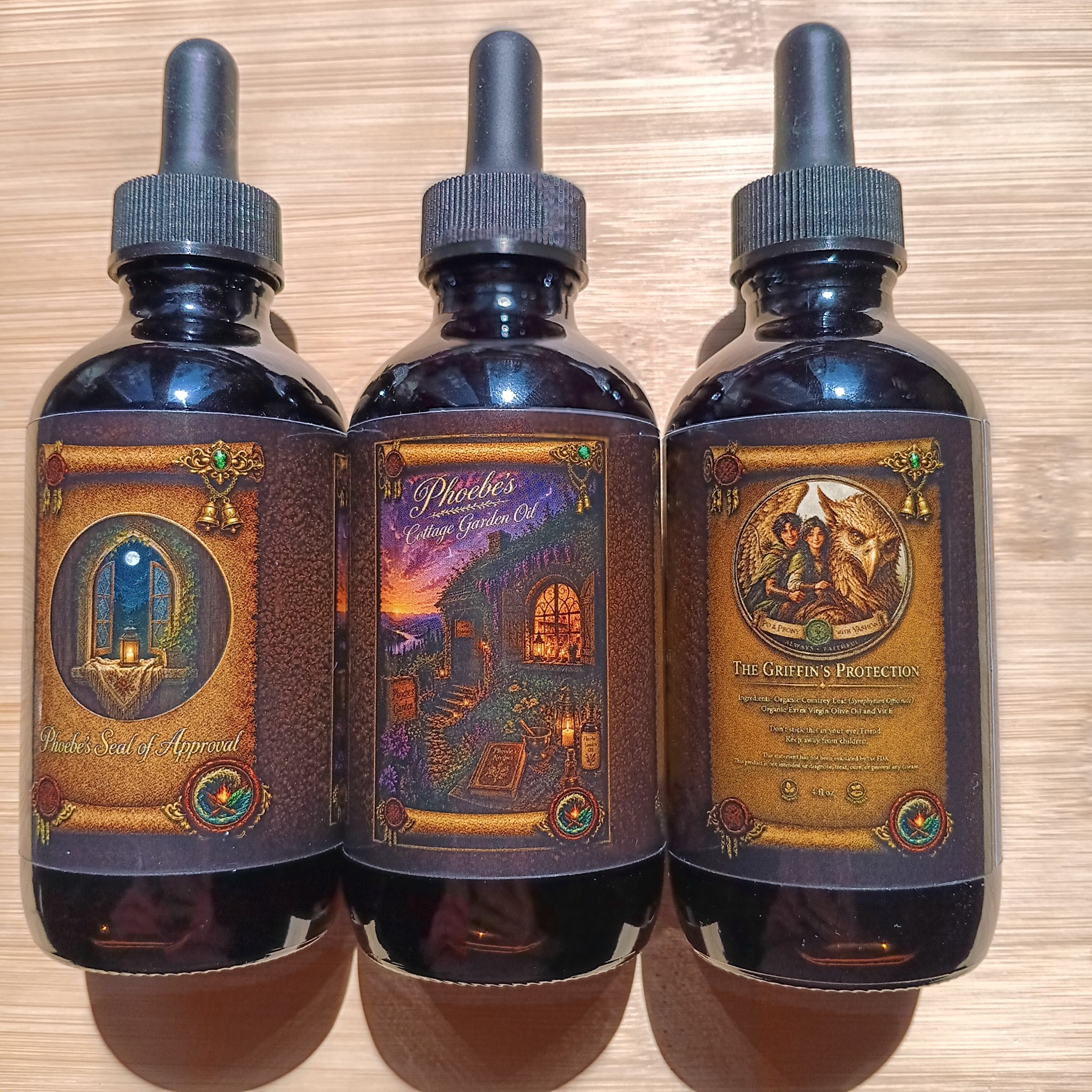 Phoebe’s Cottage Garden Oil bottles