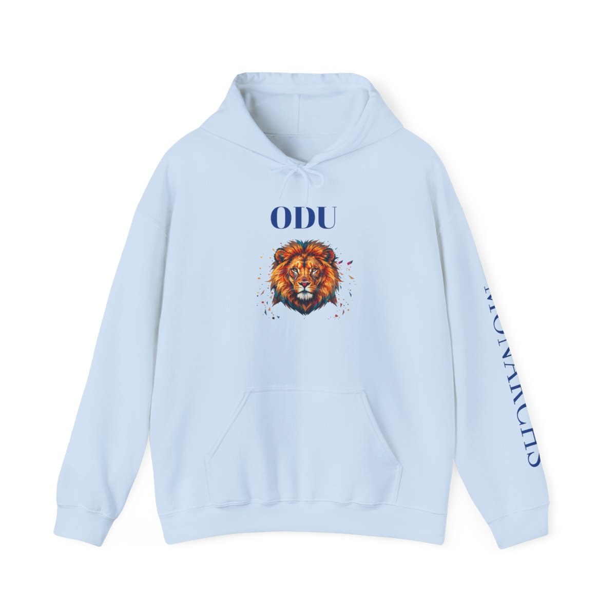 ODU Monarchs Lion Hoodie – College Spirit Pullover with Sleeve Text