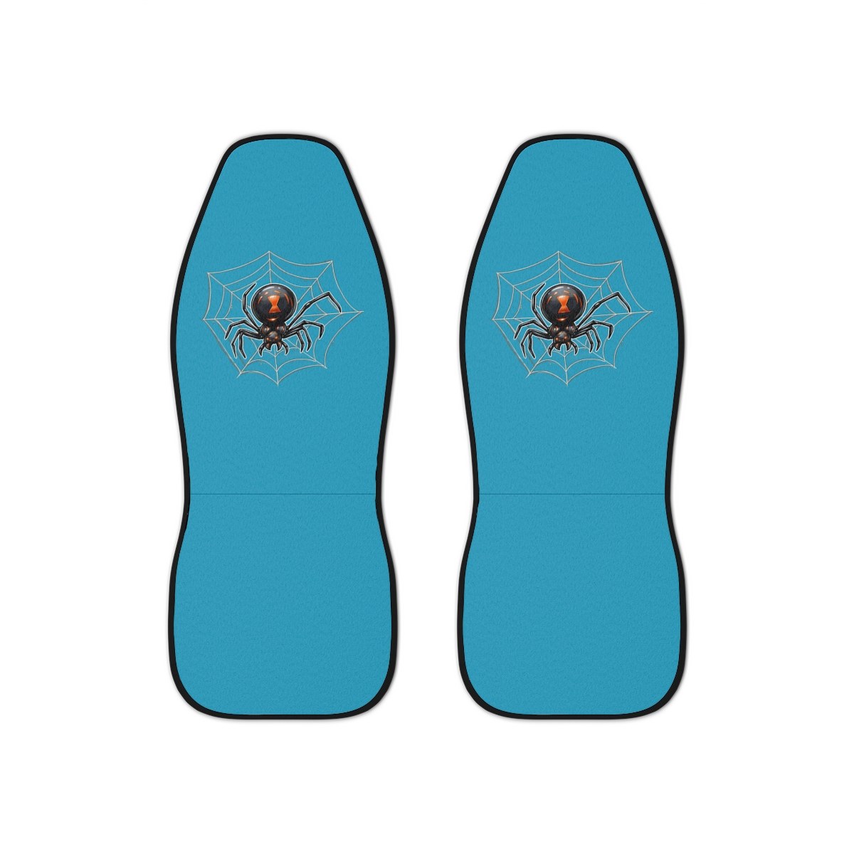 Spider Web Car Seat Covers — Black Widow Design, Blue Automotive Seat Protector