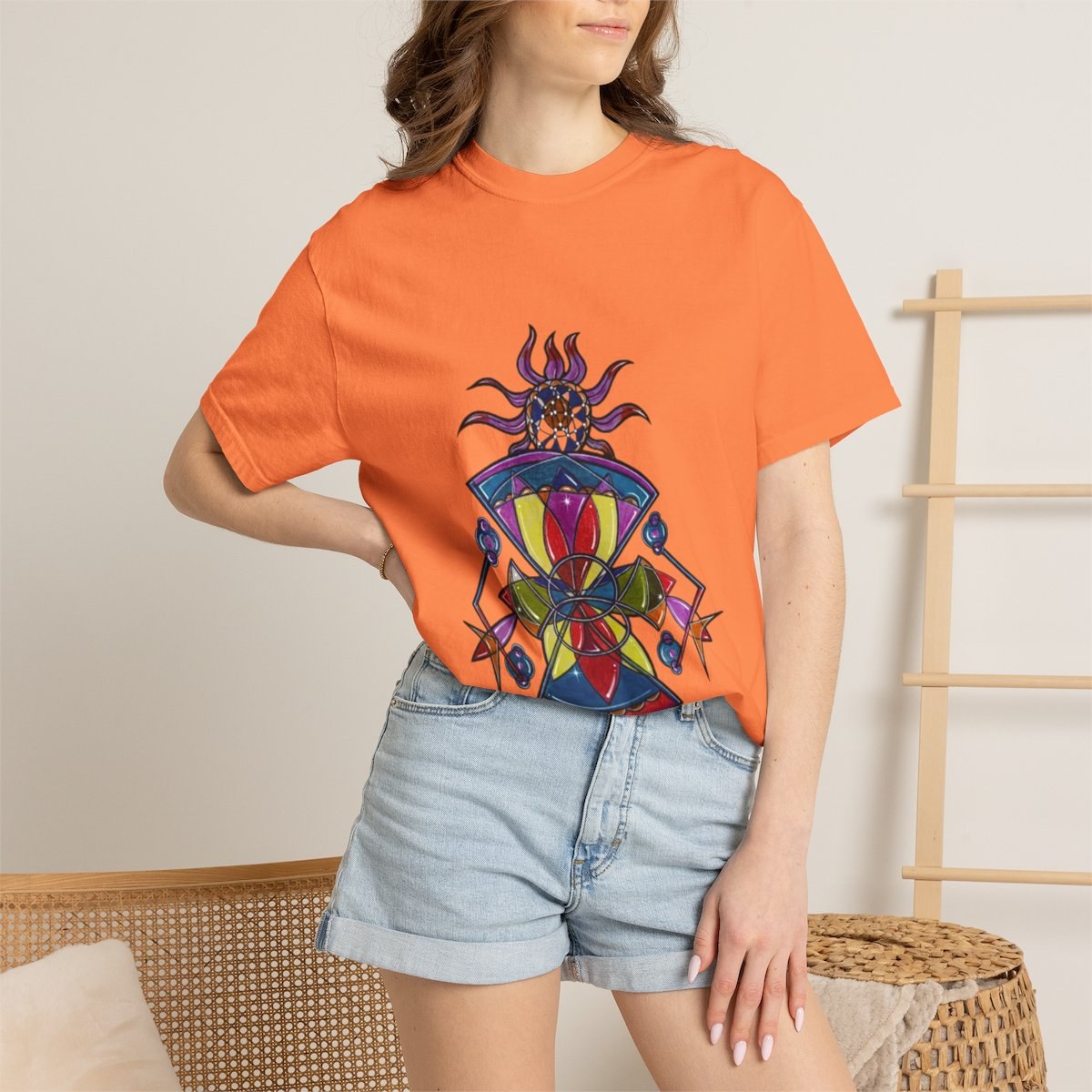Mystic Hourglass Graphic T‑Shirt — Colorful Tarot-Inspired Design