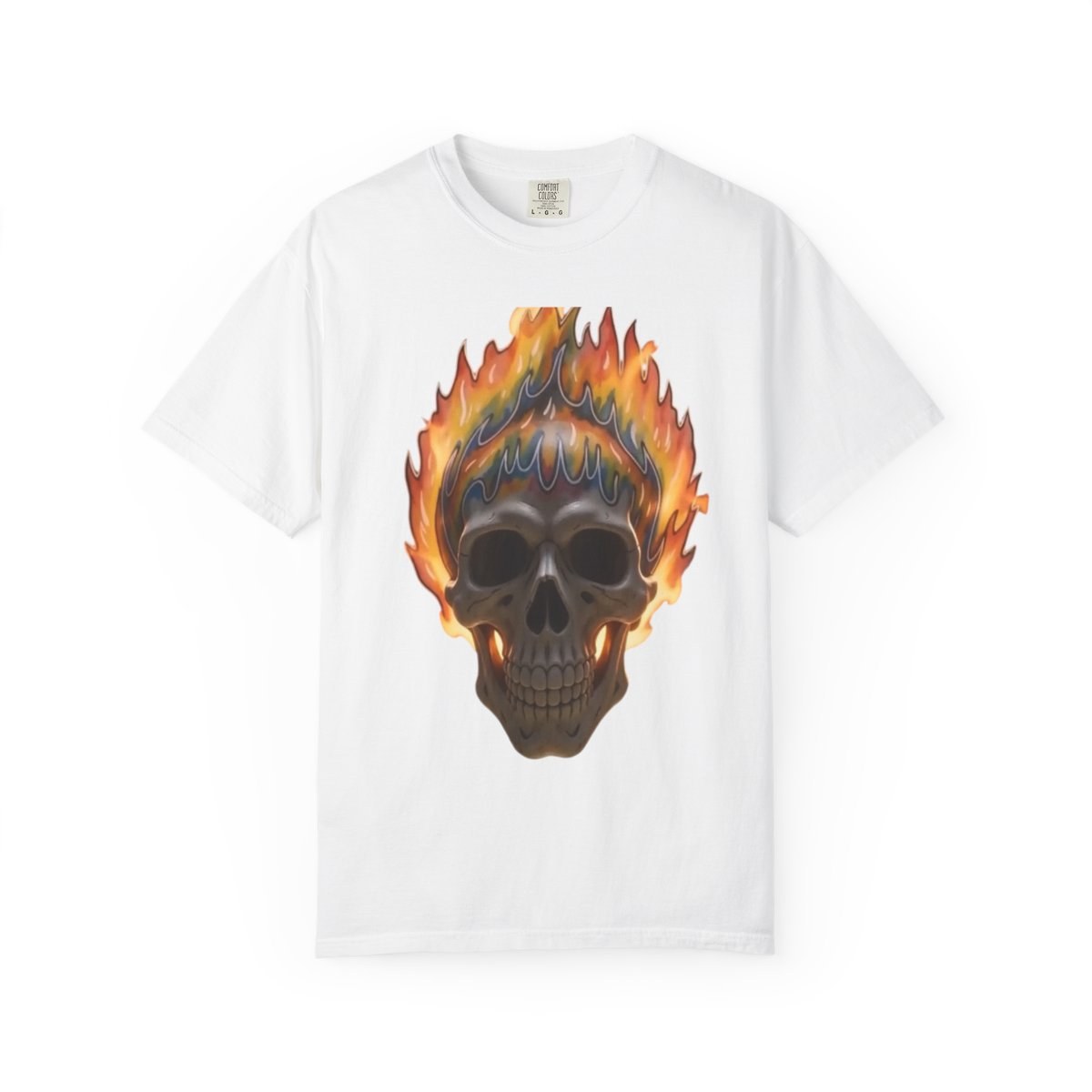 Flaming Skull T-Shirt — Fiery Gothic Graphic Tee
