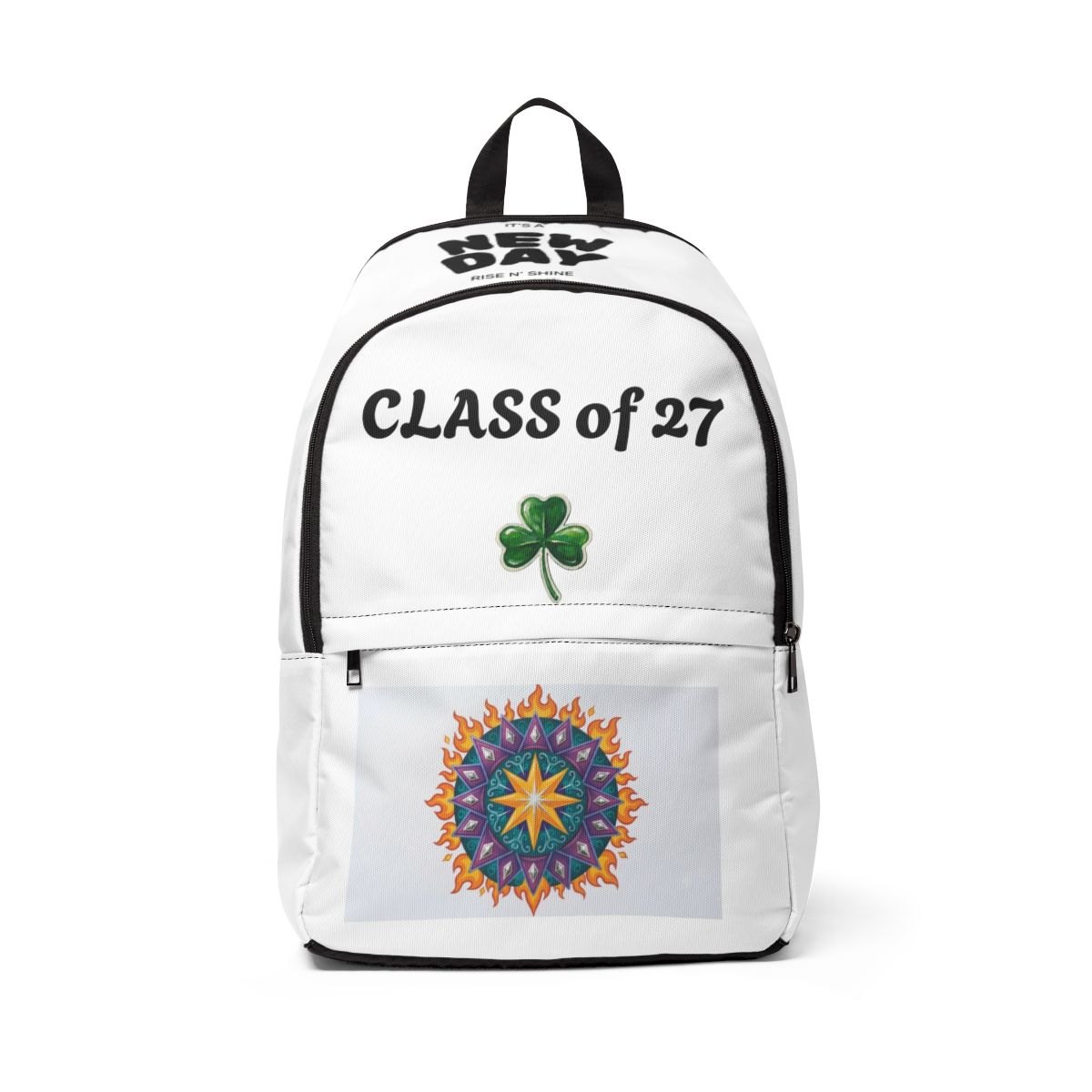 Class of 27 Backpack — St. Patrick’s Shamrock &amp; Colorful Mandala Graduation Bag