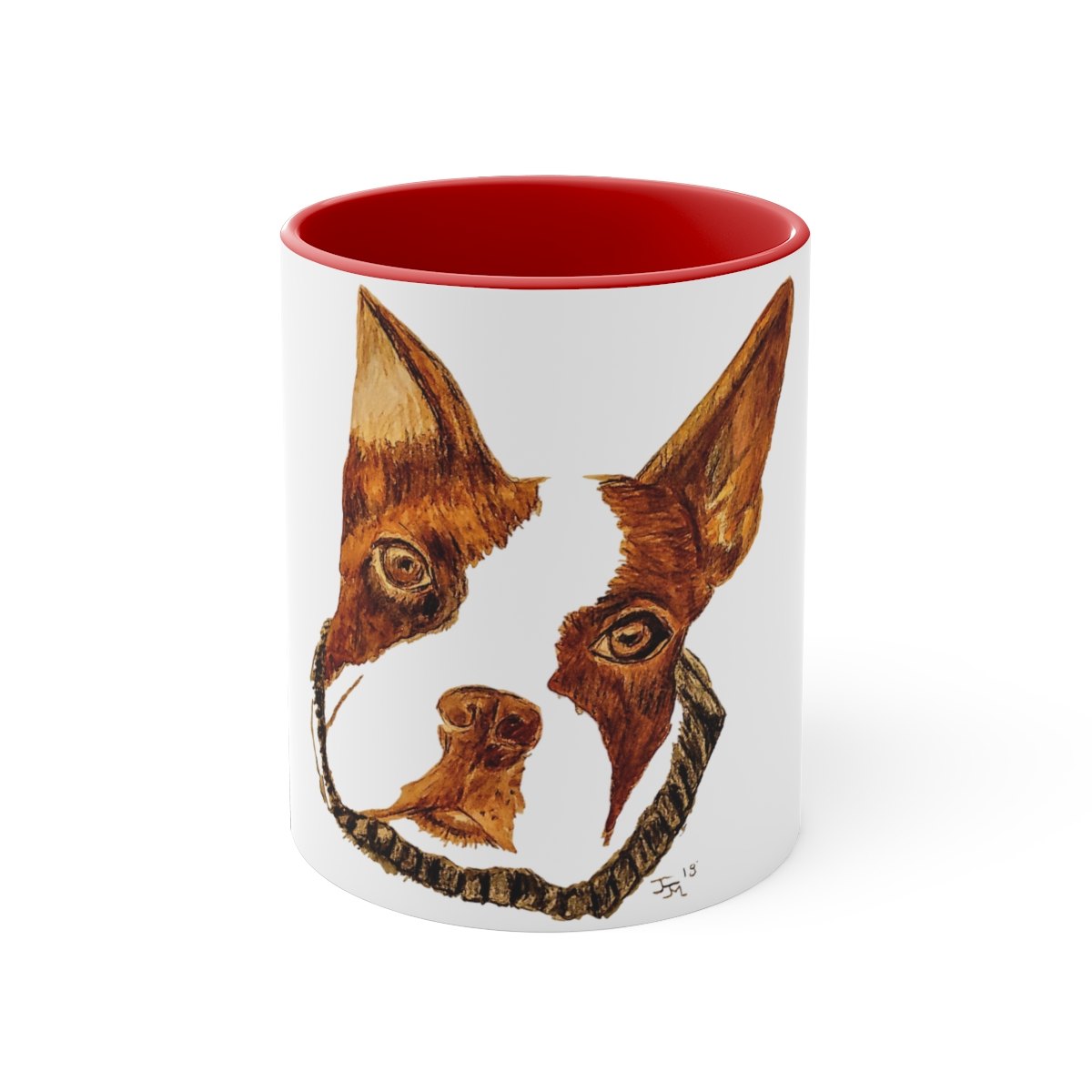 Fox Portrait Accent Mug – Rustic Red Interior 11oz