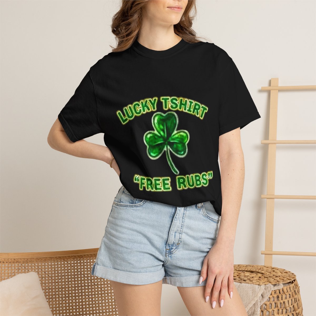 Lucky T-Shirt "Free Rubs" Clover Tee — St. Patrick's Day Novelty Shirt